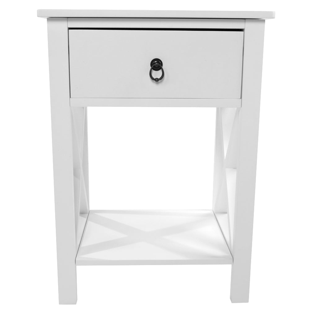 HAOYYE Nightstand Modern End Table Side Table With 1 Drawer and Storage Shelf White Durable Design Stylish Multifunctional Home Organizer Space-Saving Storage Solution for Bedroom and Living Room