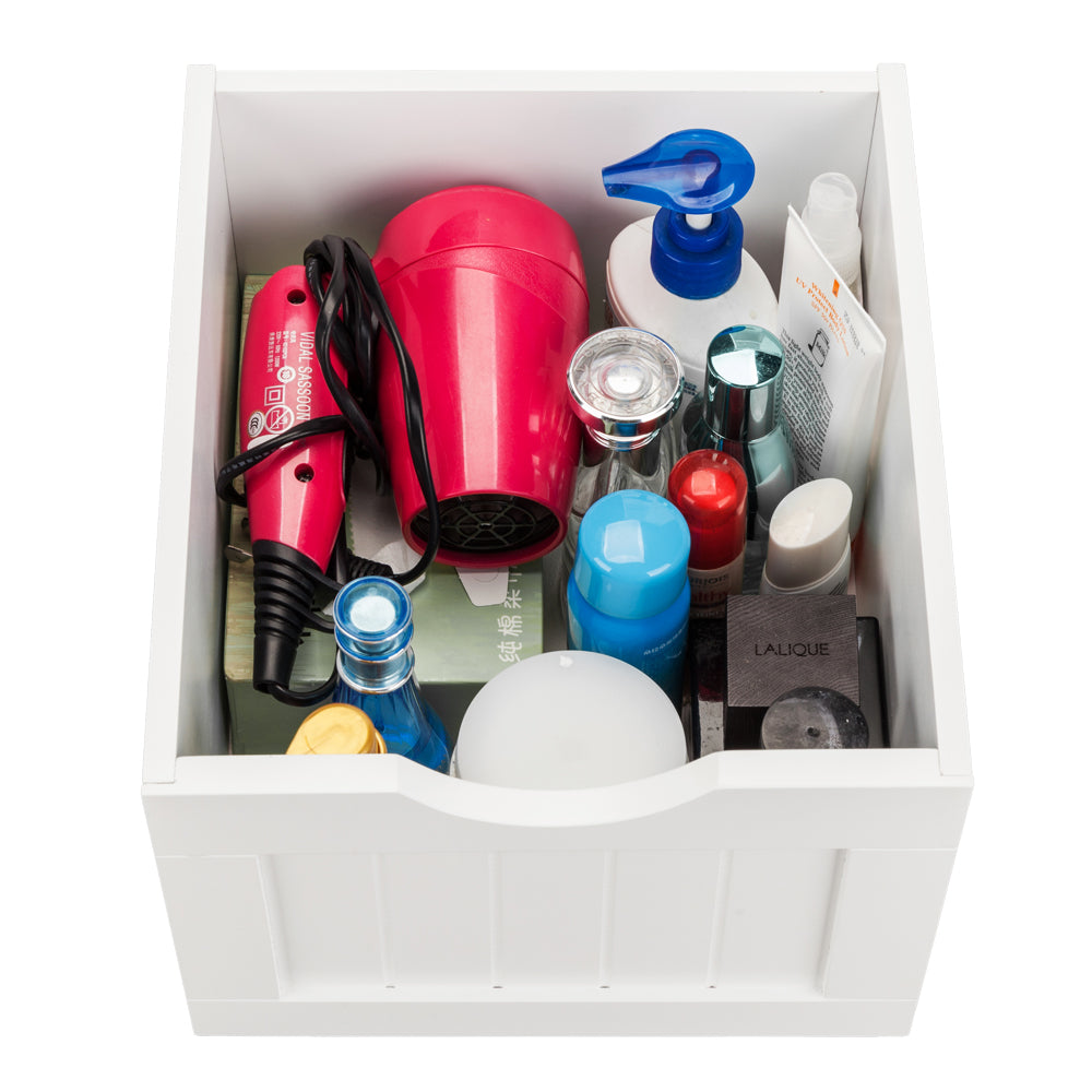 HAOYYE Single Door Bathroom Storage Cabinet with 4 Drawers, White, Sturdy Design, Durable, Multifunctional Modern Home Organizer, Practical, Stylish Space-Saving Solution for Living Room, Bathroom, Kitchen