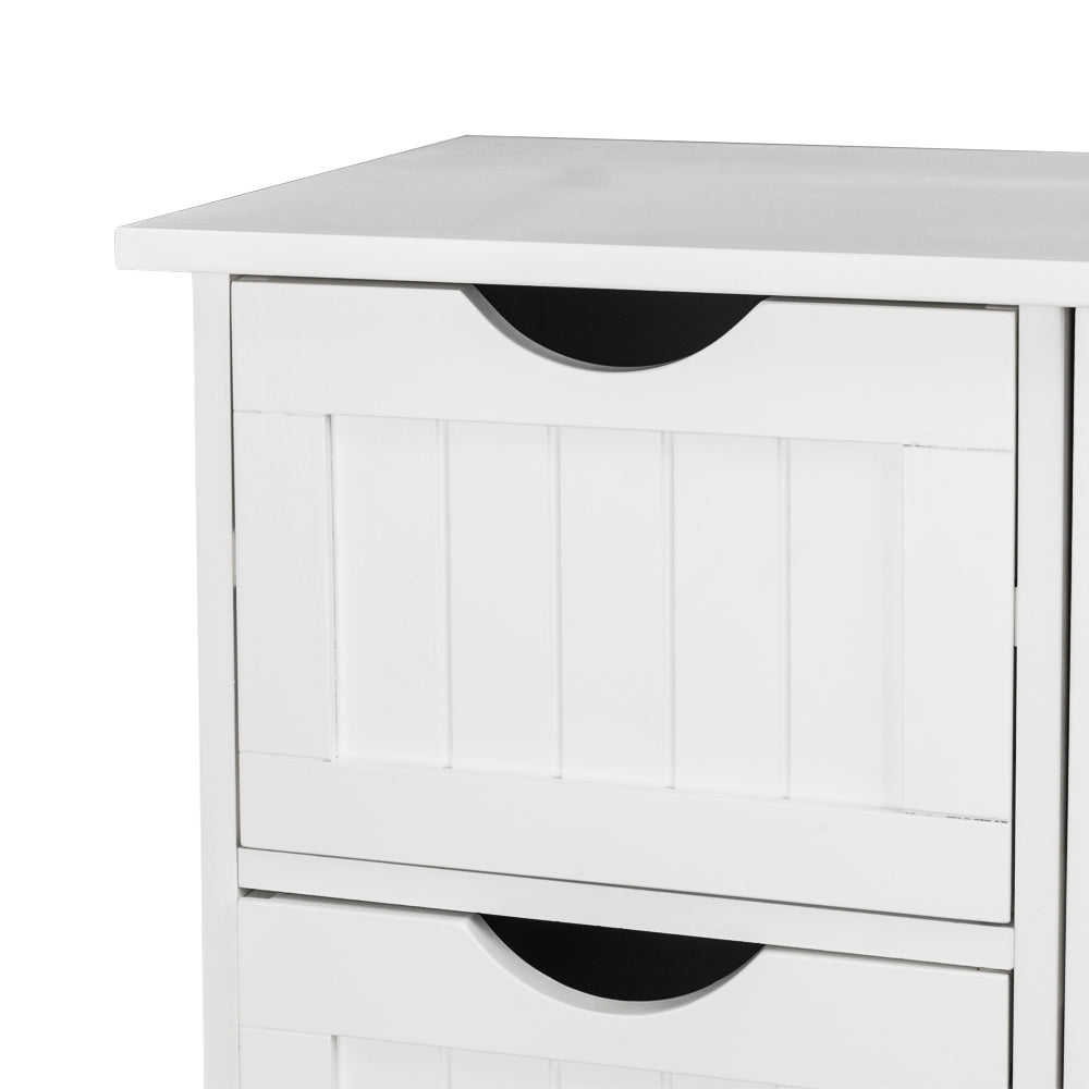 HAOYYE Single Door Bathroom Storage Cabinet with 4 Drawers, White, Sturdy Design, Durable, Multifunctional Modern Home Organizer, Practical, Stylish Space-Saving Solution for Living Room, Bathroom, Kitchen