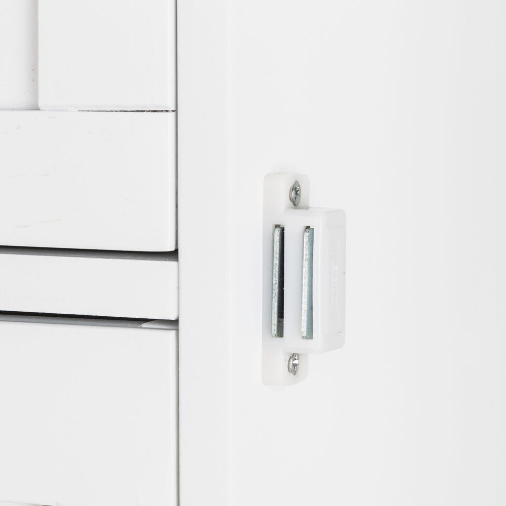HAOYYE Single Door Bathroom Storage Cabinet with 4 Drawers, White, Sturdy Design, Durable, Multifunctional Modern Home Organizer, Practical, Stylish Space-Saving Solution for Living Room, Bathroom, Kitchen