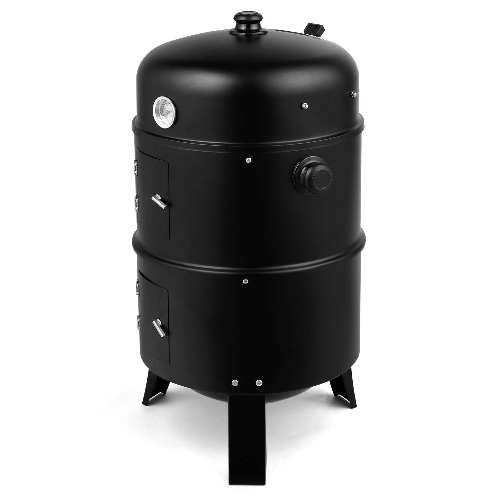 HAOYYE 31" Portable Charcoal Smoker BBQ Grill, Outdoor Iron Barrel Barbecue Grill with Thermometer, Adjustable Air Vent, for Backyard Camping Picnic Party