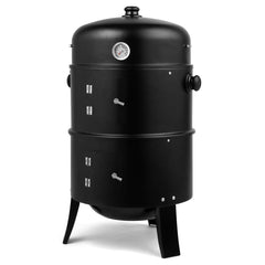 HAOYYE 31" Portable Charcoal Smoker BBQ Grill, Outdoor Iron Barrel Barbecue Grill with Thermometer, Adjustable Air Vent, for Backyard Camping Picnic Party