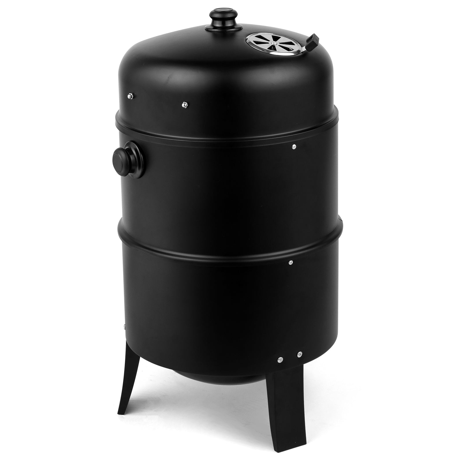 HAOYYE 31" Portable Charcoal Smoker BBQ Grill, Outdoor Iron Barrel Barbecue Grill with Thermometer, Adjustable Air Vent, for Backyard Camping Picnic Party