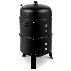 HAOYYE 31" Portable Charcoal Smoker BBQ Grill, Outdoor Iron Barrel Barbecue Grill with Thermometer, Adjustable Air Vent, for Backyard Camping Picnic Party