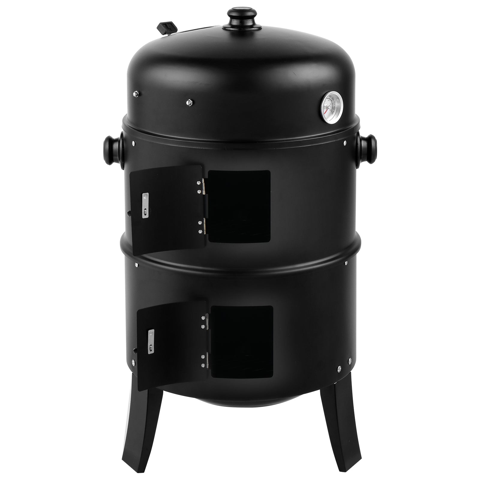 HAOYYE 31" Portable Charcoal Smoker BBQ Grill, Outdoor Iron Barrel Barbecue Grill with Thermometer, Adjustable Air Vent, for Backyard Camping Picnic Party