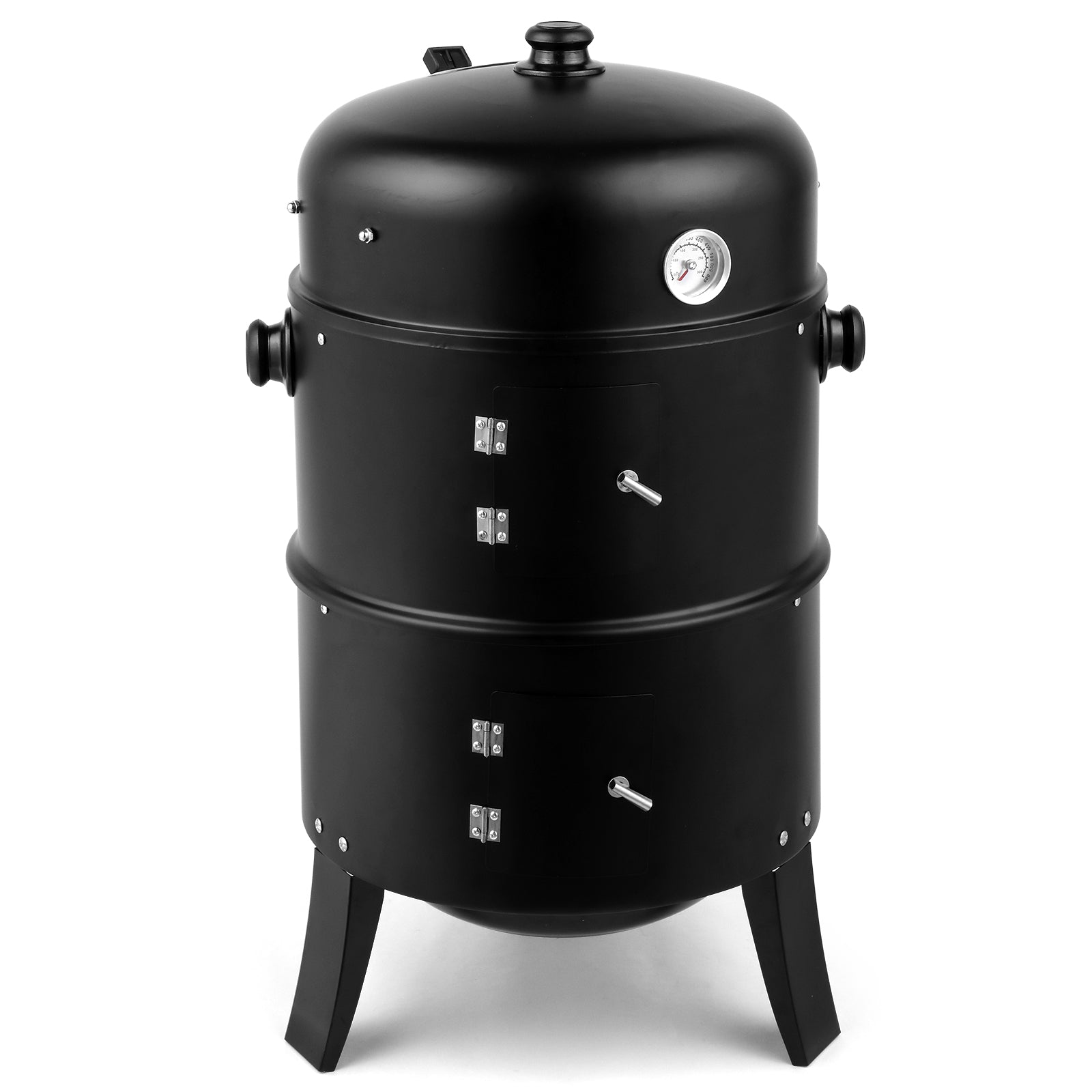HAOYYE 31" Portable Charcoal Smoker BBQ Grill, Outdoor Iron Barrel Barbecue Grill with Thermometer, Adjustable Air Vent, for Backyard Camping Picnic Party