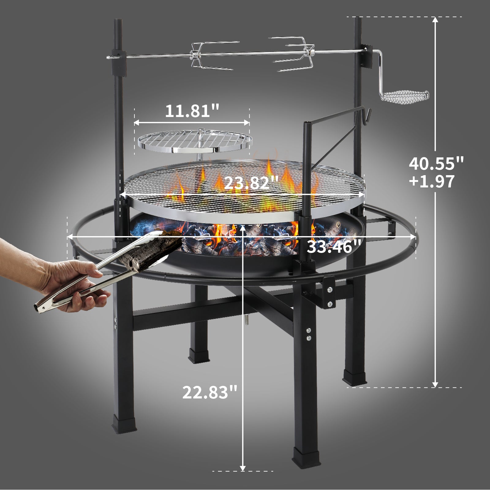 HAOYYE Outdoor Round Iron Charcoal Grill Portable BBQ Cooker with Adjustable Airflow and Handle for Camping Backyard Picnic Travel Easy Assembly