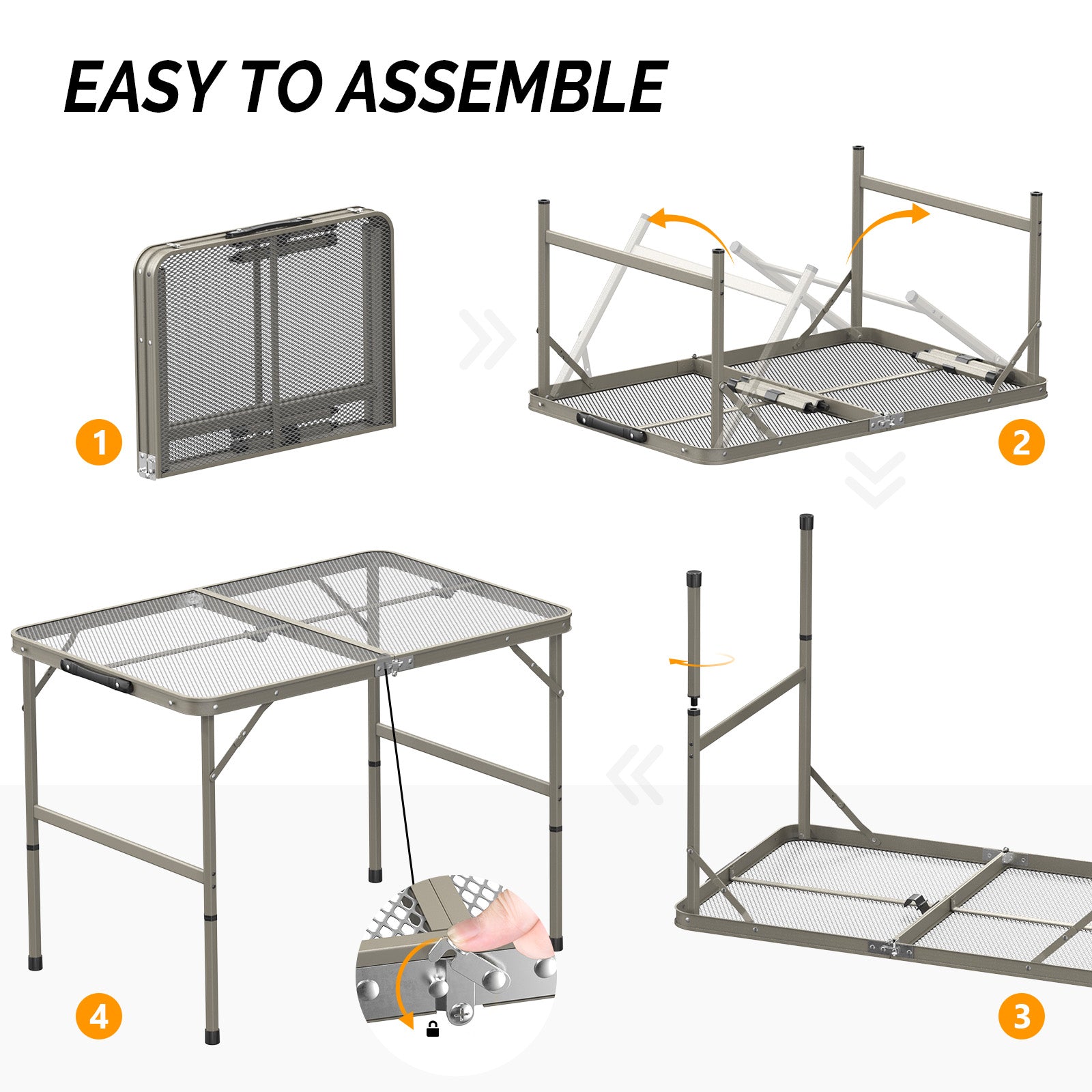 HAOYYE  Portable Adjustable Height Picnic Table, Aluminum Alloy Folding Table for Outdoor Use, Ideal for Family Reunions, Camping, BBQs, and Picnics, Lightweight and Durable, Easy to Store and Transport