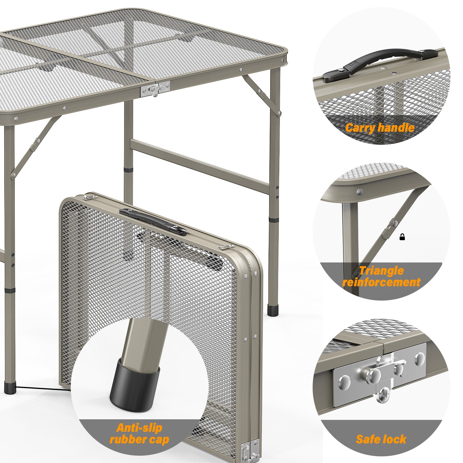 HAOYYE  Portable Adjustable Height Picnic Table, Aluminum Alloy Folding Table for Outdoor Use, Ideal for Family Reunions, Camping, BBQs, and Picnics, Lightweight and Durable, Easy to Store and Transport