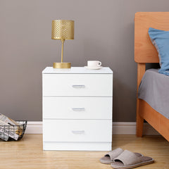 HAOYYE Modern Simple 3-Drawer Dresser, White Chest of Drawers for Family Room, Bedroom, Living Room, Sturdy Durable Multifunctional Storage Organizer, Universal Contemporary Design, Space-Saving Home Solution, Elegant and Versatile Furniture Piece