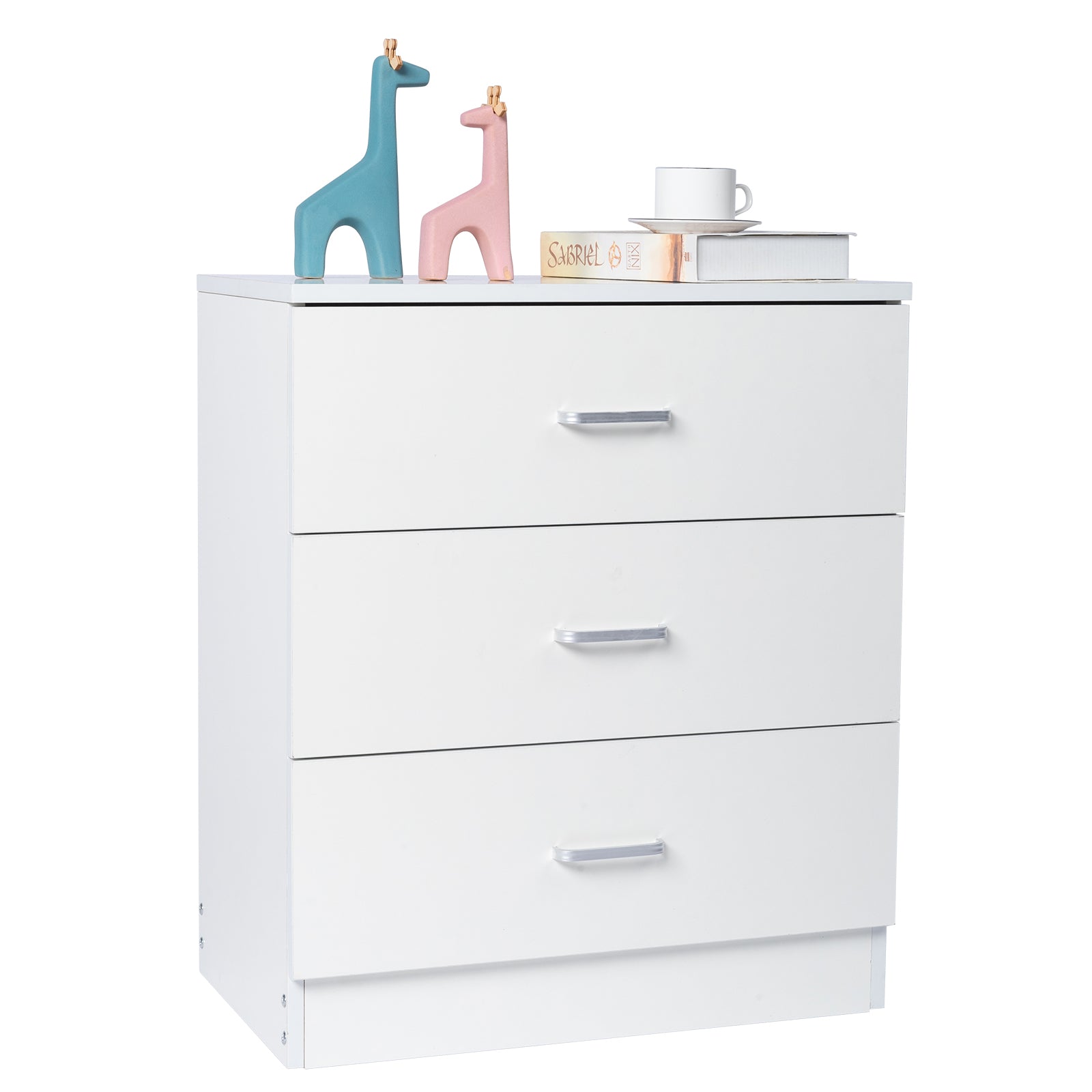 HAOYYE Modern Simple 3-Drawer Dresser, White Chest of Drawers for Family Room, Bedroom, Living Room, Sturdy Durable Multifunctional Storage Organizer, Universal Contemporary Design, Space-Saving Home Solution, Elegant and Versatile Furniture Piece