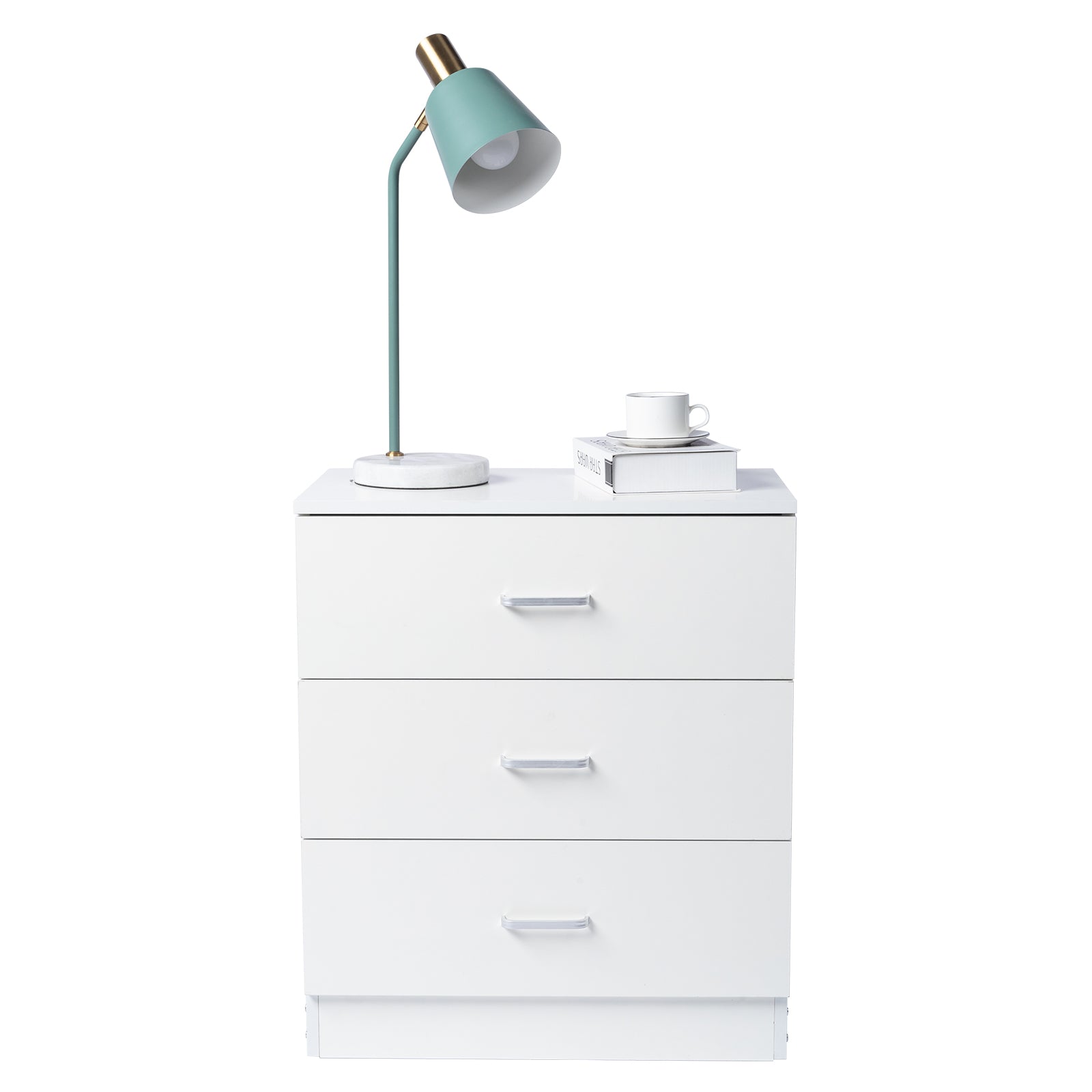 HAOYYE Modern Simple 3-Drawer Dresser, White Chest of Drawers for Family Room, Bedroom, Living Room, Sturdy Durable Multifunctional Storage Organizer, Universal Contemporary Design, Space-Saving Home Solution, Elegant and Versatile Furniture Piece