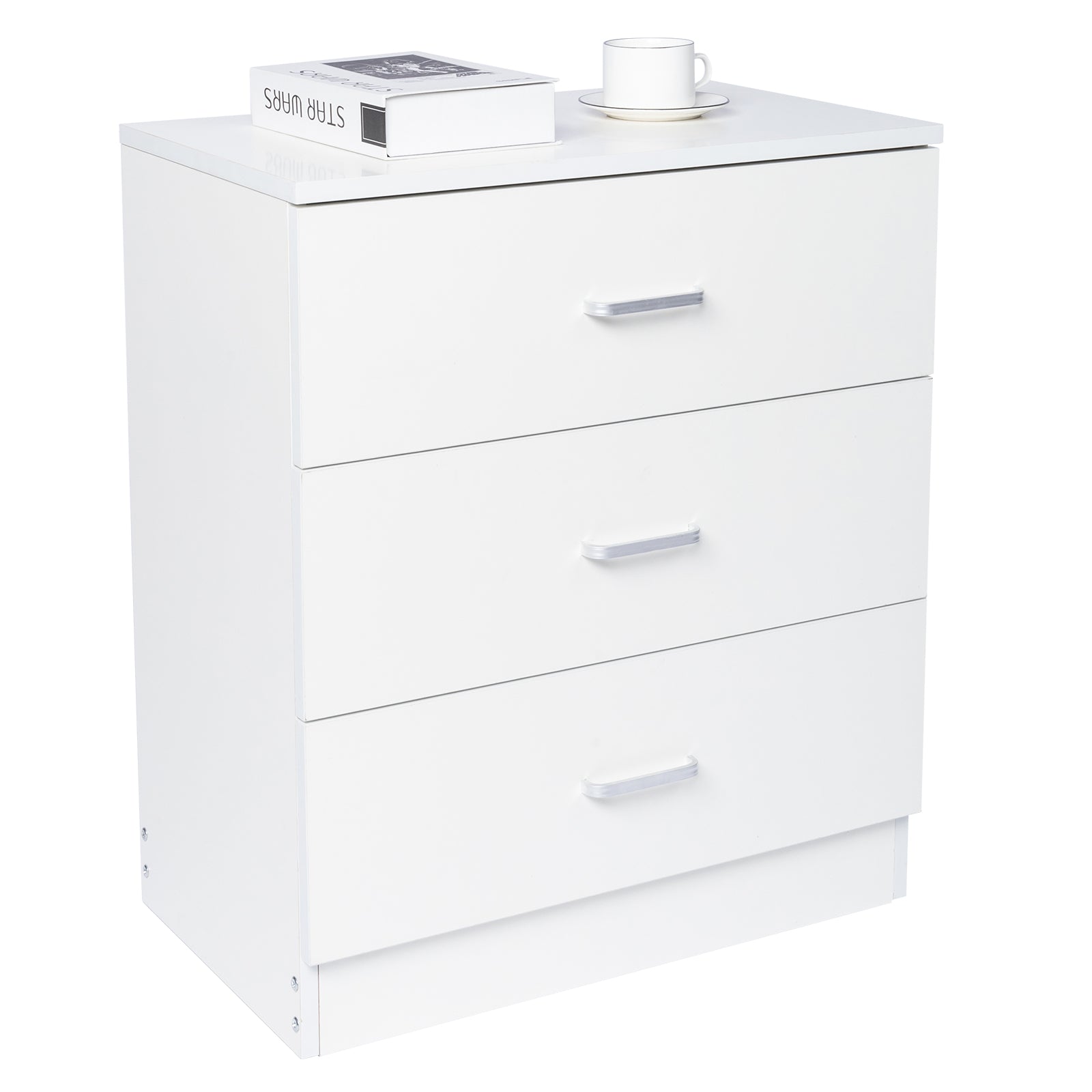 HAOYYE Modern Simple 3-Drawer Dresser, White Chest of Drawers for Family Room, Bedroom, Living Room, Sturdy Durable Multifunctional Storage Organizer, Universal Contemporary Design, Space-Saving Home Solution, Elegant and Versatile Furniture Piece