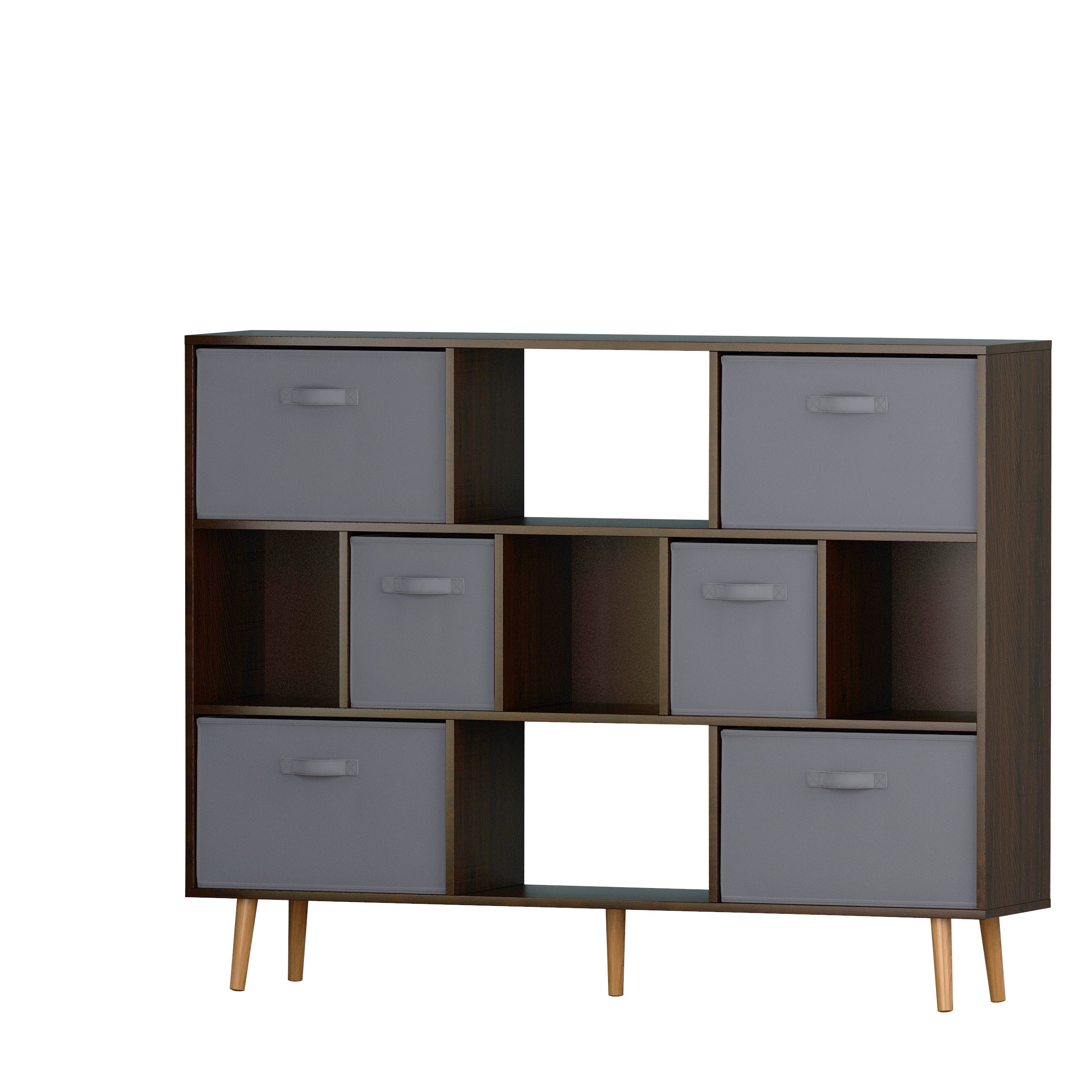 HAOYYE Brown Bookshelf Modern Freestanding Bookcase with Open Storage Shelves Rustic Wood Display Rack for Living Room Bedroom Home Office Space-Saving Organizer Stylish Storage Furniture