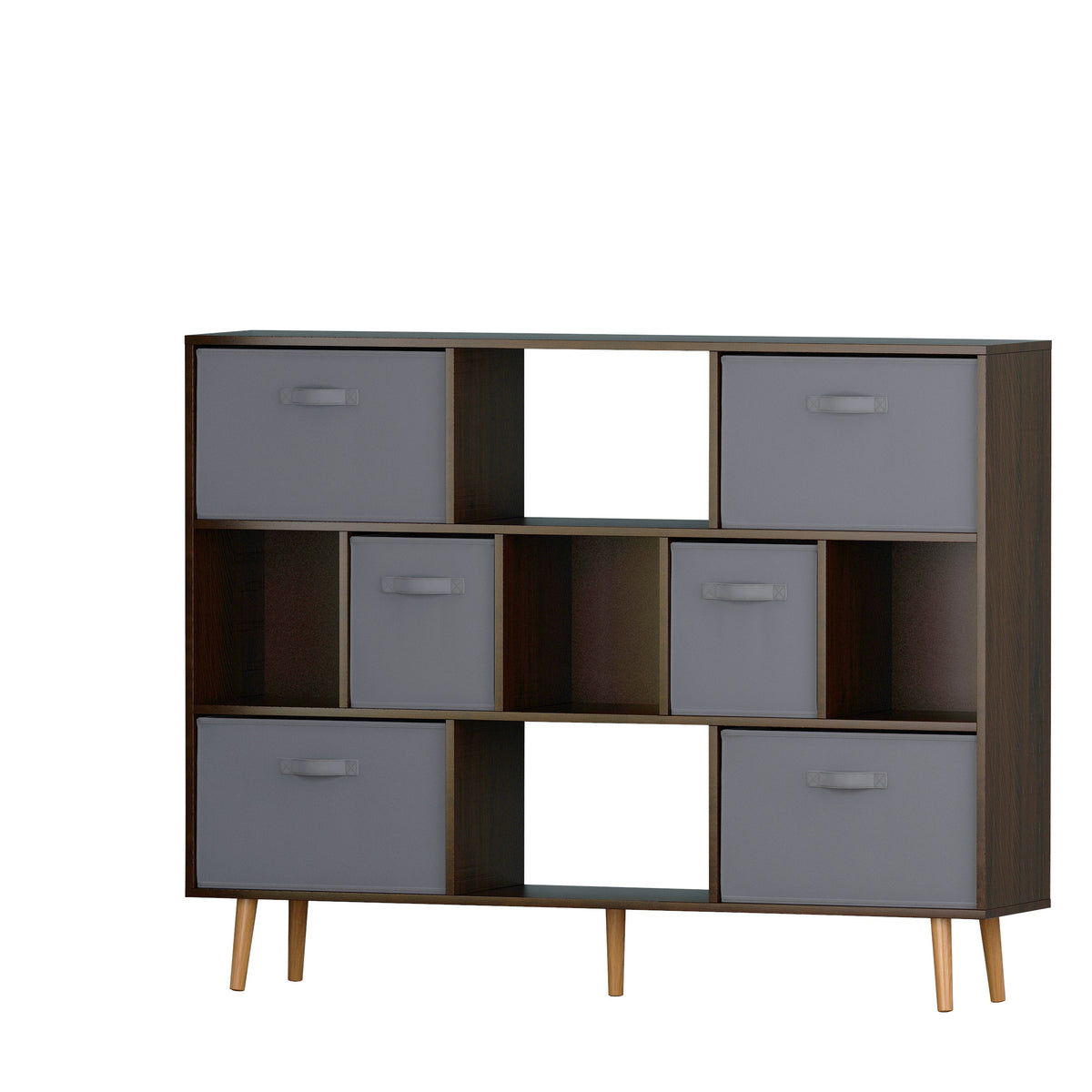 HAOYYE Brown Bookshelf Modern Freestanding Bookcase with Open Storage Shelves Rustic Wood Display Rack for Living Room Bedroom Home Office Space-Saving Organizer Stylish Storage Furniture