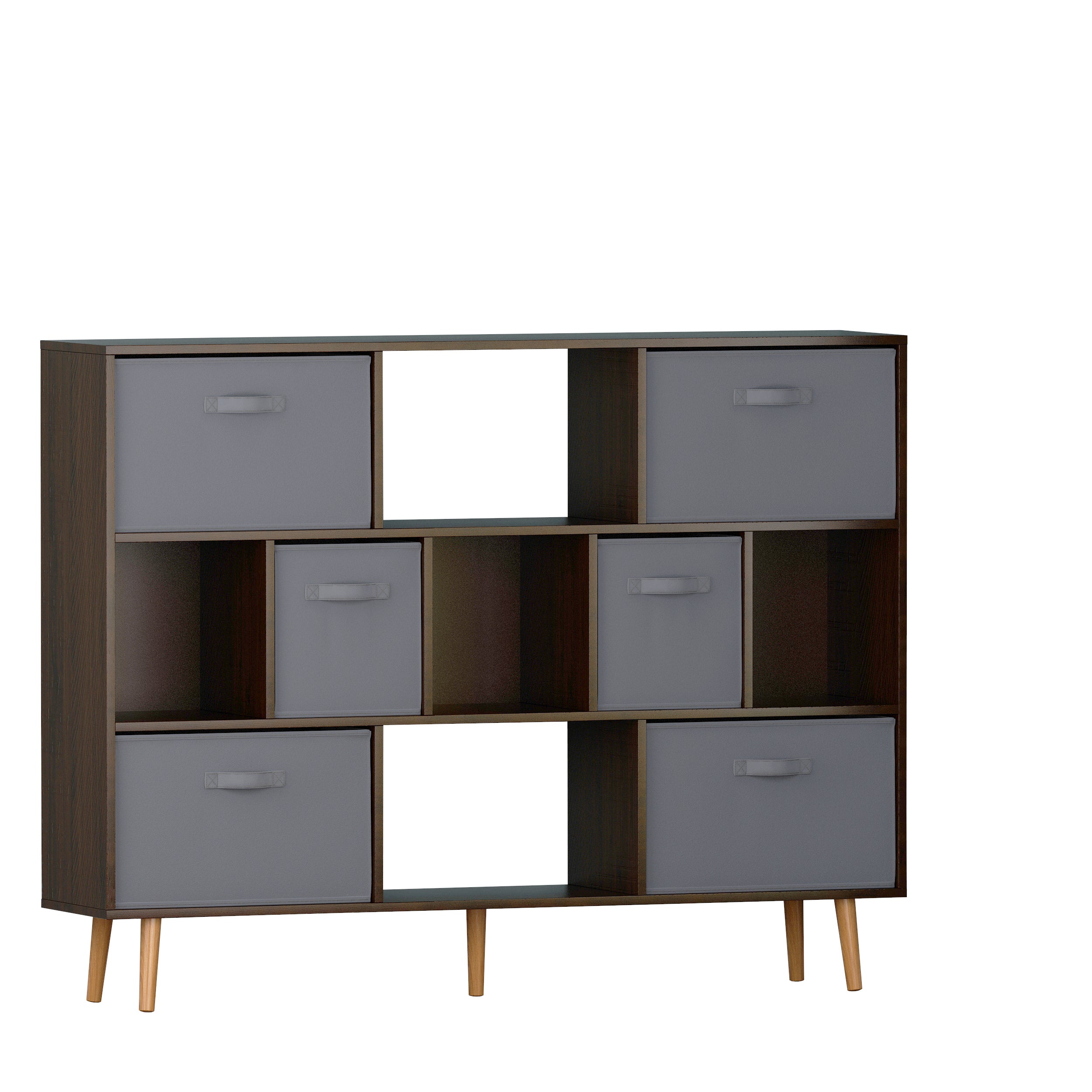 HAOYYE Brown Bookshelf Modern Freestanding Bookcase with Open Storage Shelves Rustic Wood Display Rack for Living Room Bedroom Home Office Space-Saving Organizer Stylish Storage Furniture