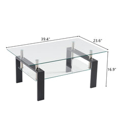 HAOYYE Arc Shaped Two-Tier Tempered Glass Coffee Table, Soft Cozy Warm Flannel Fleece Home Decor, Luxury Comfortable Unique Design, Premium Quality Decorative Accent Table for Living Room