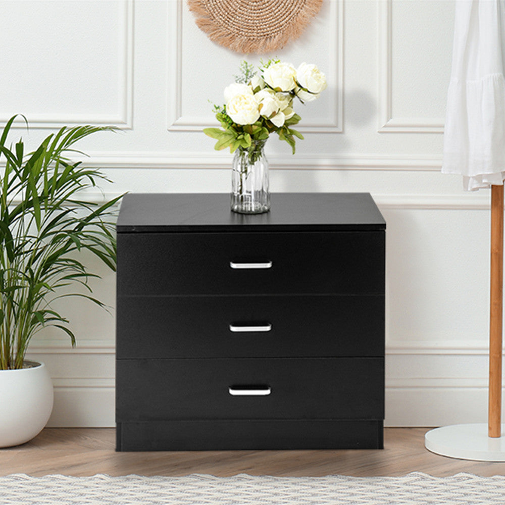 HAOYYE Modern 4-Drawer Dresser White and Black Durable Heavy-Duty Construction Multifunctional Storage Cabinet Organizer Space-Saving Stylish Design Versatile for Bedroom, Living Room, and Entryway