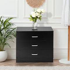 HAOYYE Modern 4-Drawer Dresser White and Black Durable Heavy-Duty Construction Multifunctional Storage Cabinet Organizer Space-Saving Stylish Design Versatile for Bedroom, Living Room, and Entryway