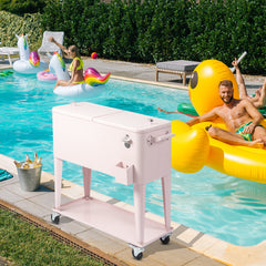 HAOYYE  Pink Box Freezer Incubator, Black Square Foot Tube with Drain Pipe, Portable Cooler with Heating and Cooling Functions for Outdoor Events