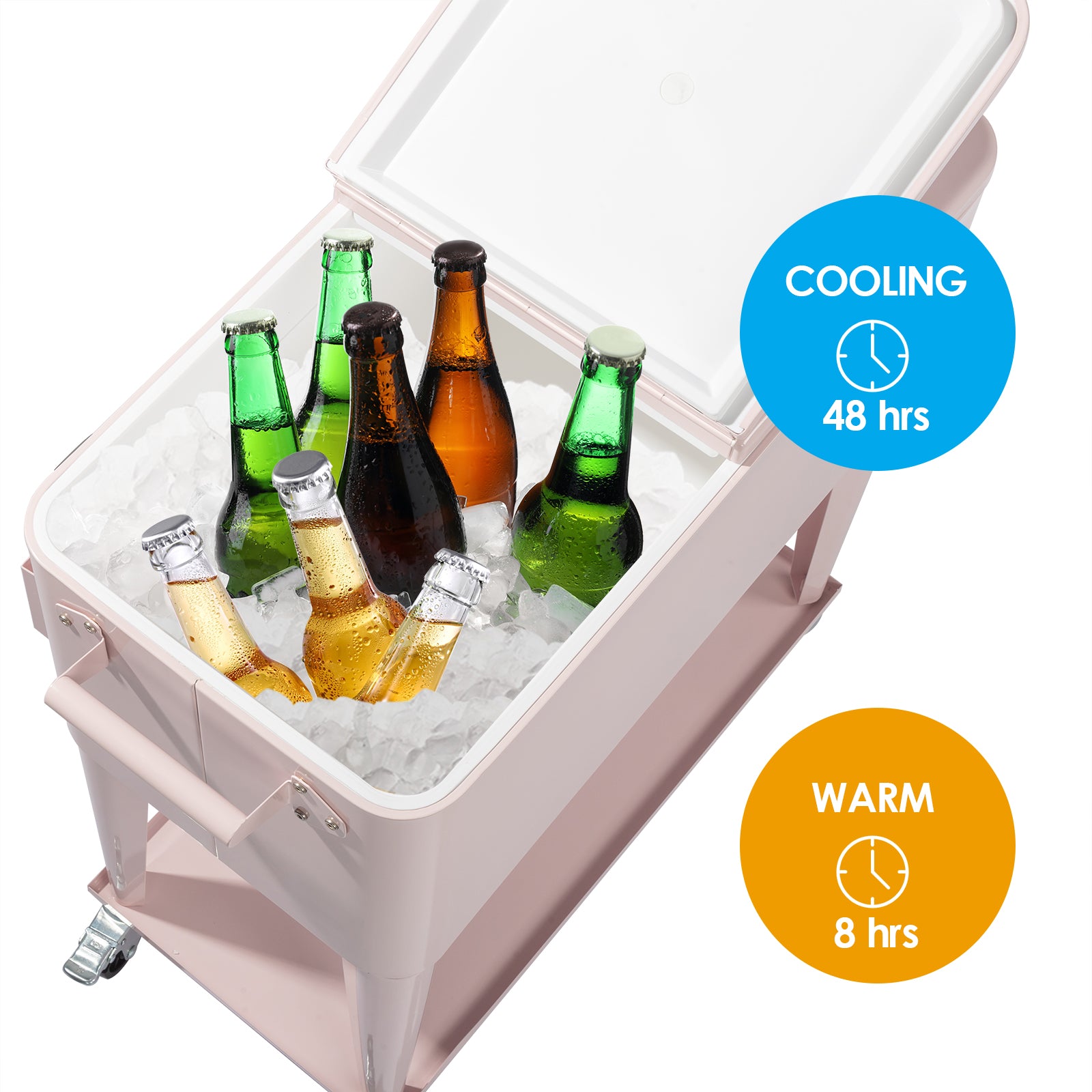 HAOYYE  Pink Box Freezer Incubator, Black Square Foot Tube with Drain Pipe, Portable Cooler with Heating and Cooling Functions for Outdoor Events