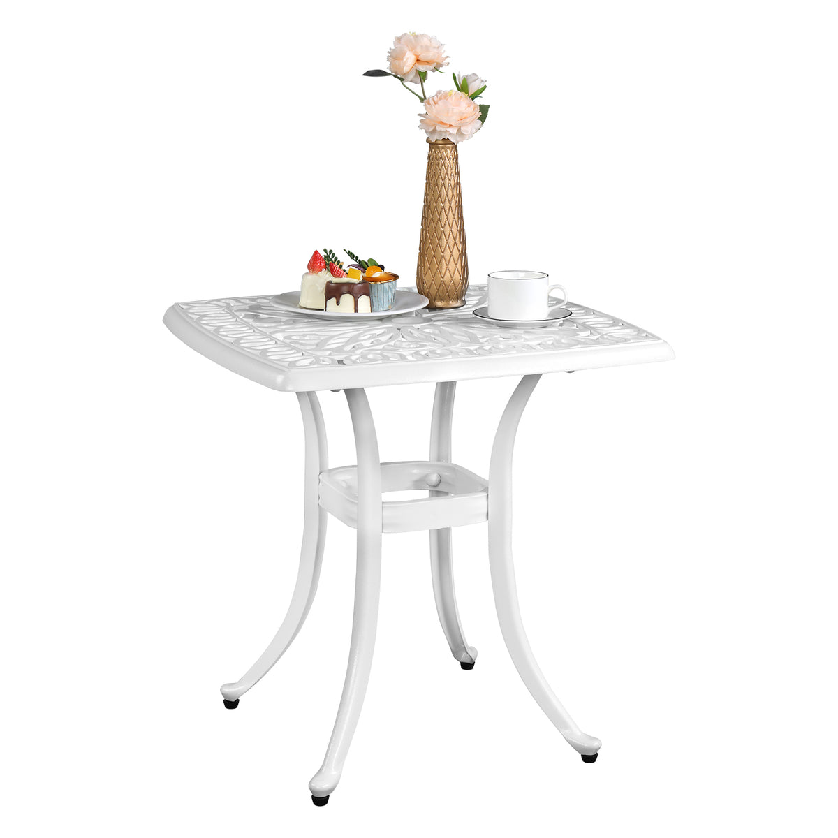 HAOYYE Outdoor Cast Aluminum Square Side Table, Cocktail Table, End Table for Patio, Backyard, Poolside, Outdoor Bar Table, Durable and Stylish Design for Outdoor Spaces