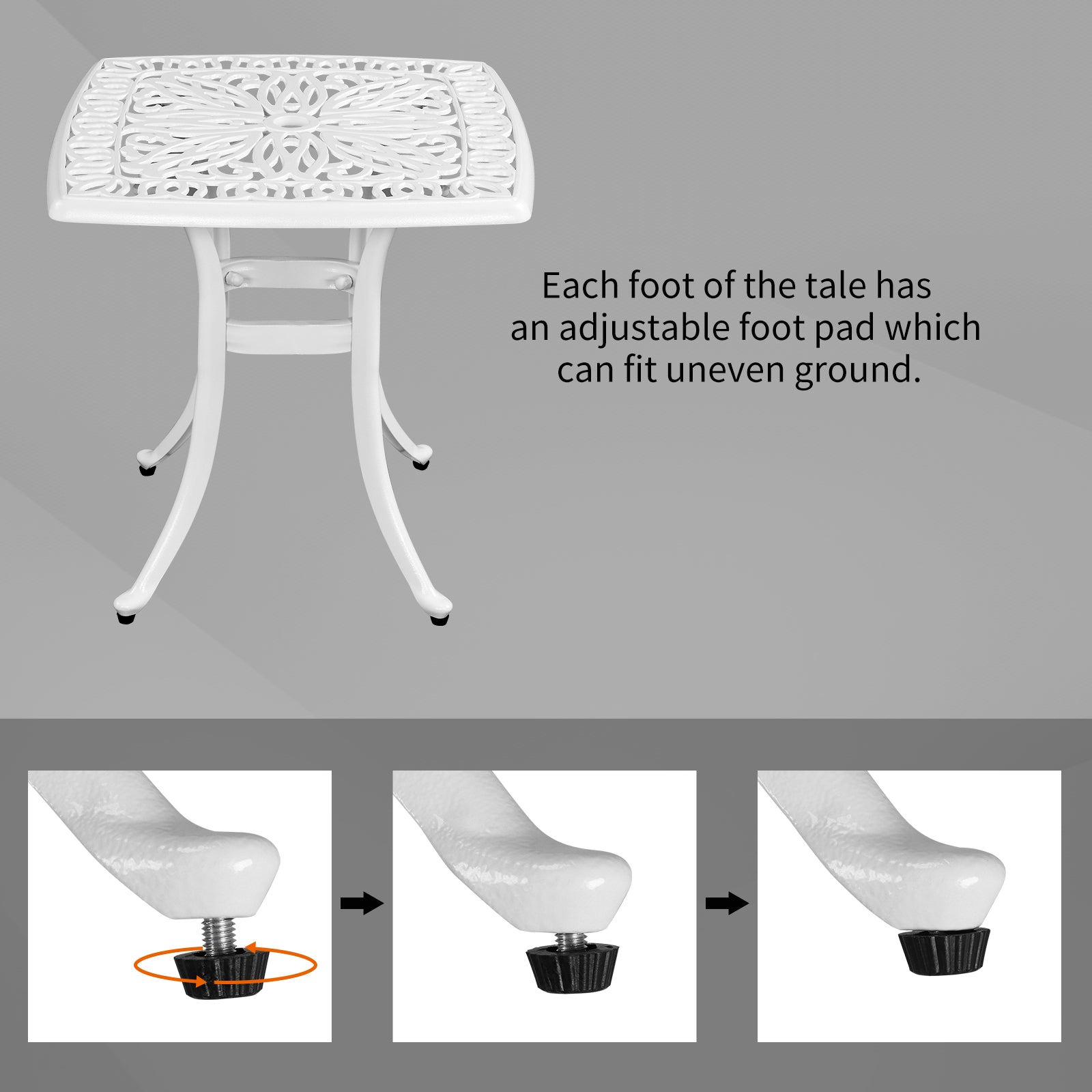 HAOYYE Outdoor Cast Aluminum Square Side Table, Cocktail Table, End Table for Patio, Backyard, Poolside, Outdoor Bar Table, Durable and Stylish Design for Outdoor Spaces