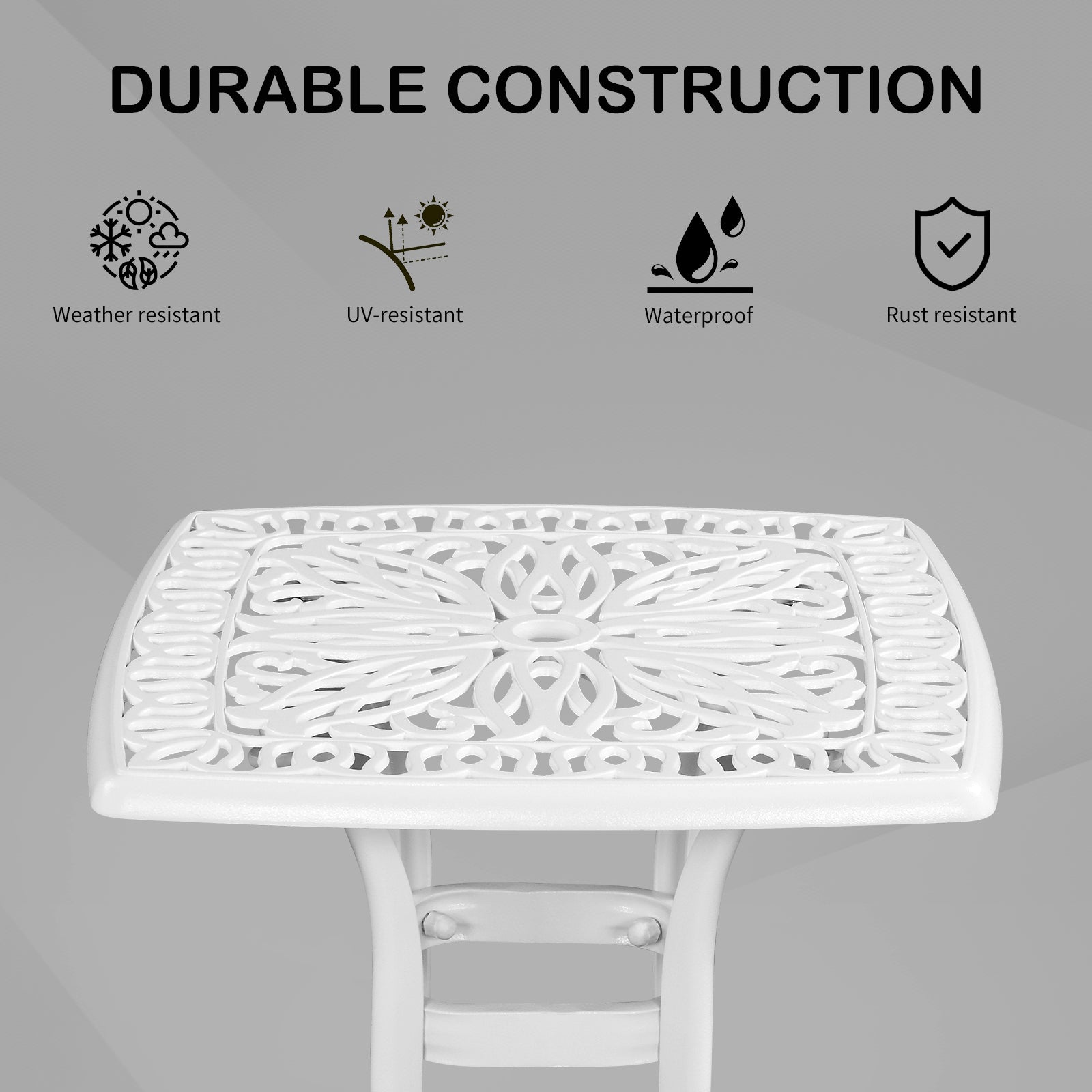 HAOYYE Outdoor Cast Aluminum Square Side Table, Cocktail Table, End Table for Patio, Backyard, Poolside, Outdoor Bar Table, Durable and Stylish Design for Outdoor Spaces