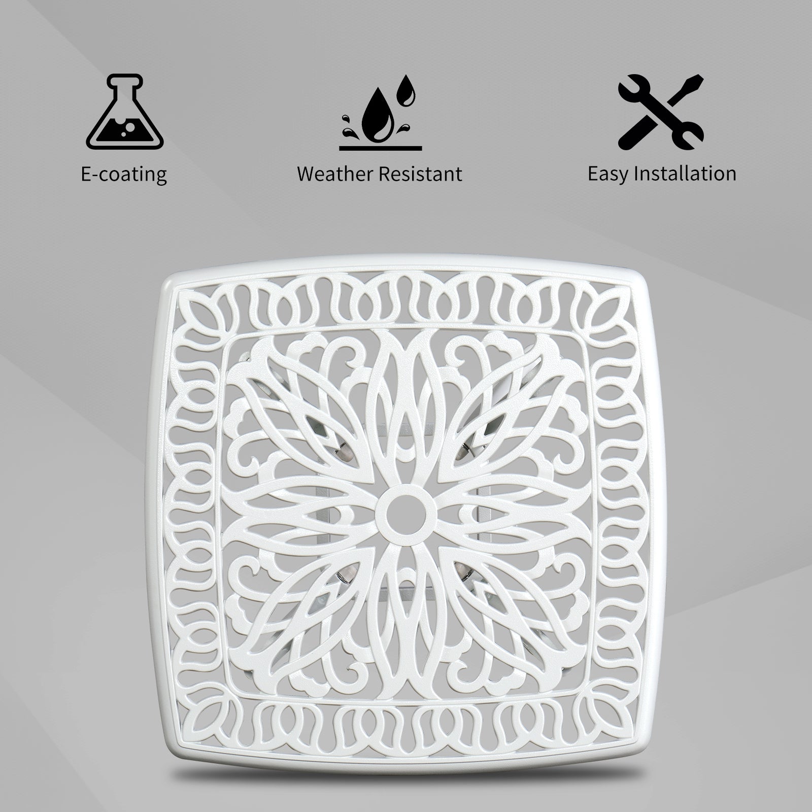 HAOYYE Outdoor Cast Aluminum Square Side Table, Cocktail Table, End Table for Patio, Backyard, Poolside, Outdoor Bar Table, Durable and Stylish Design for Outdoor Spaces