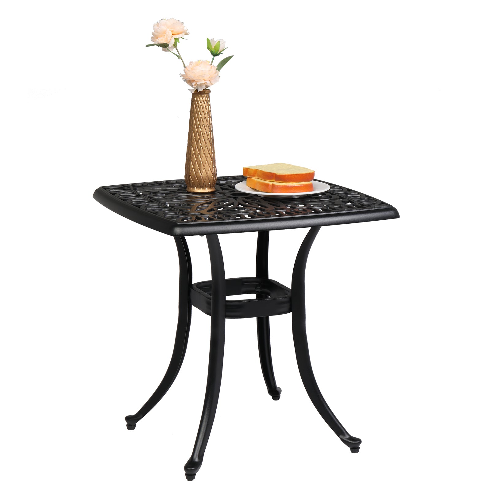 HAOYYE Outdoor Cast Aluminum Square Side Table, Cocktail Table, End Table for Patio, Backyard, Poolside, Outdoor Bar Table, Durable and Stylish Design for Outdoor Spaces