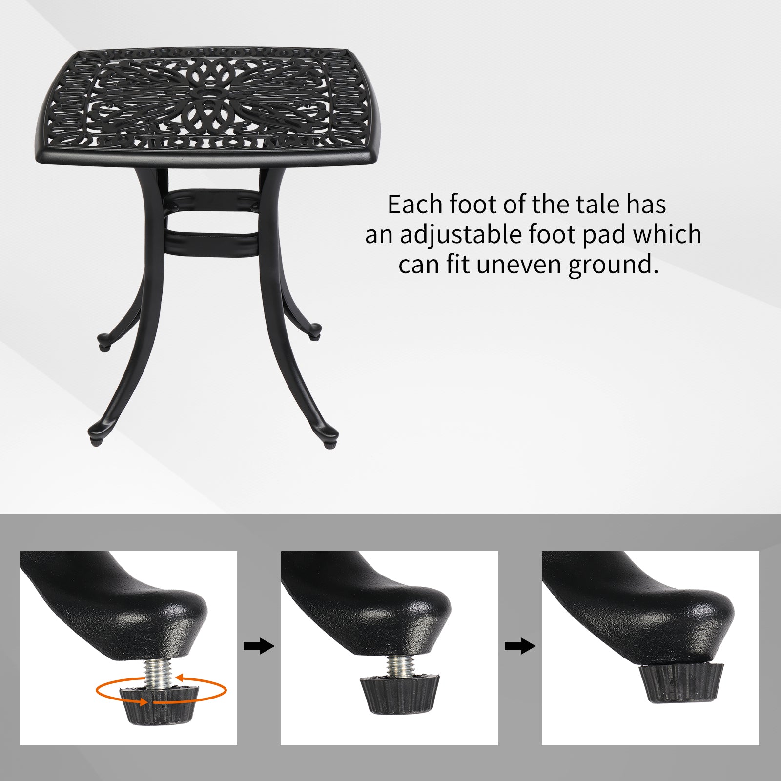 HAOYYE Outdoor Cast Aluminum Square Side Table, Cocktail Table, End Table for Patio, Backyard, Poolside, Outdoor Bar Table, Durable and Stylish Design for Outdoor Spaces