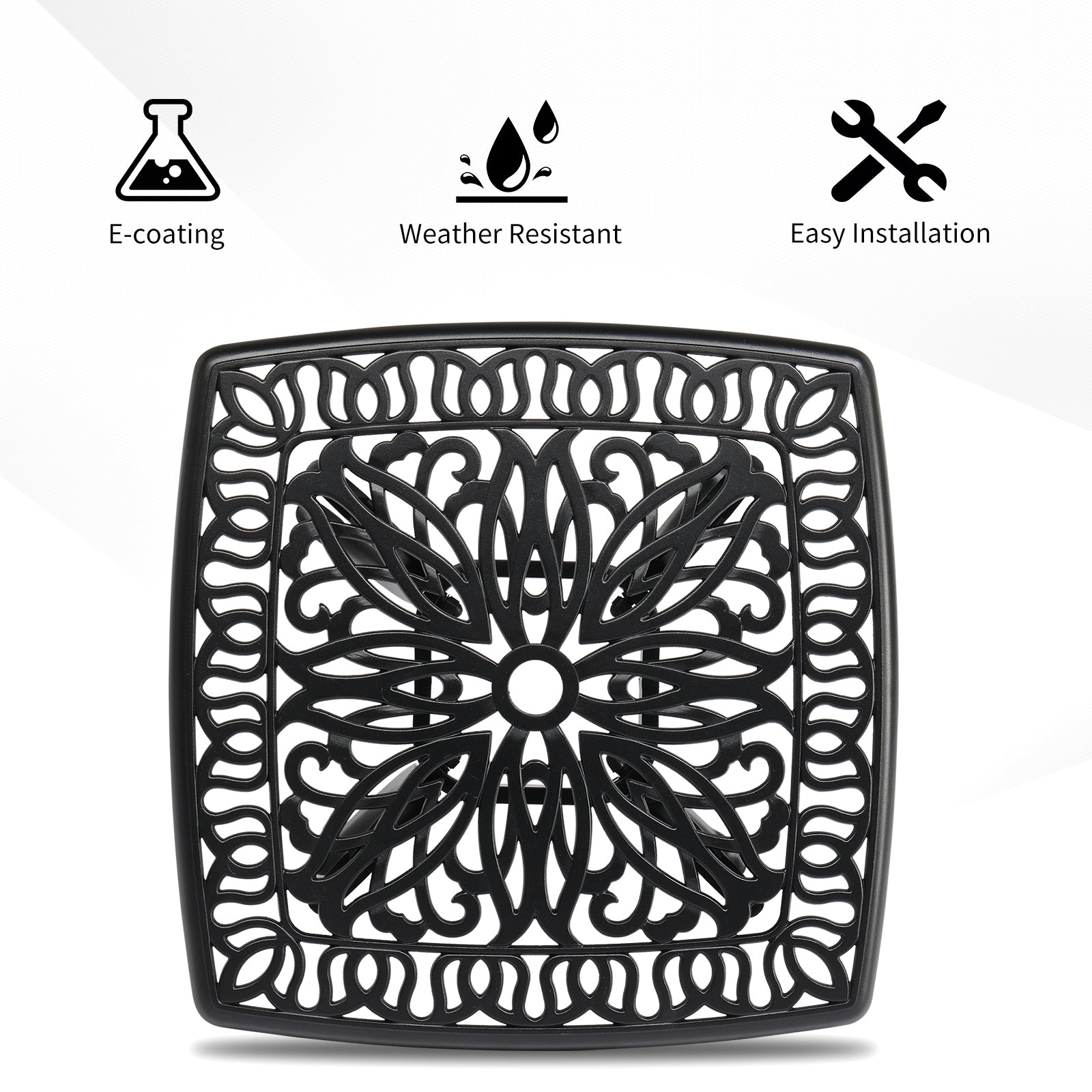 HAOYYE Outdoor Cast Aluminum Square Side Table, Cocktail Table, End Table for Patio, Backyard, Poolside, Outdoor Bar Table, Durable and Stylish Design for Outdoor Spaces