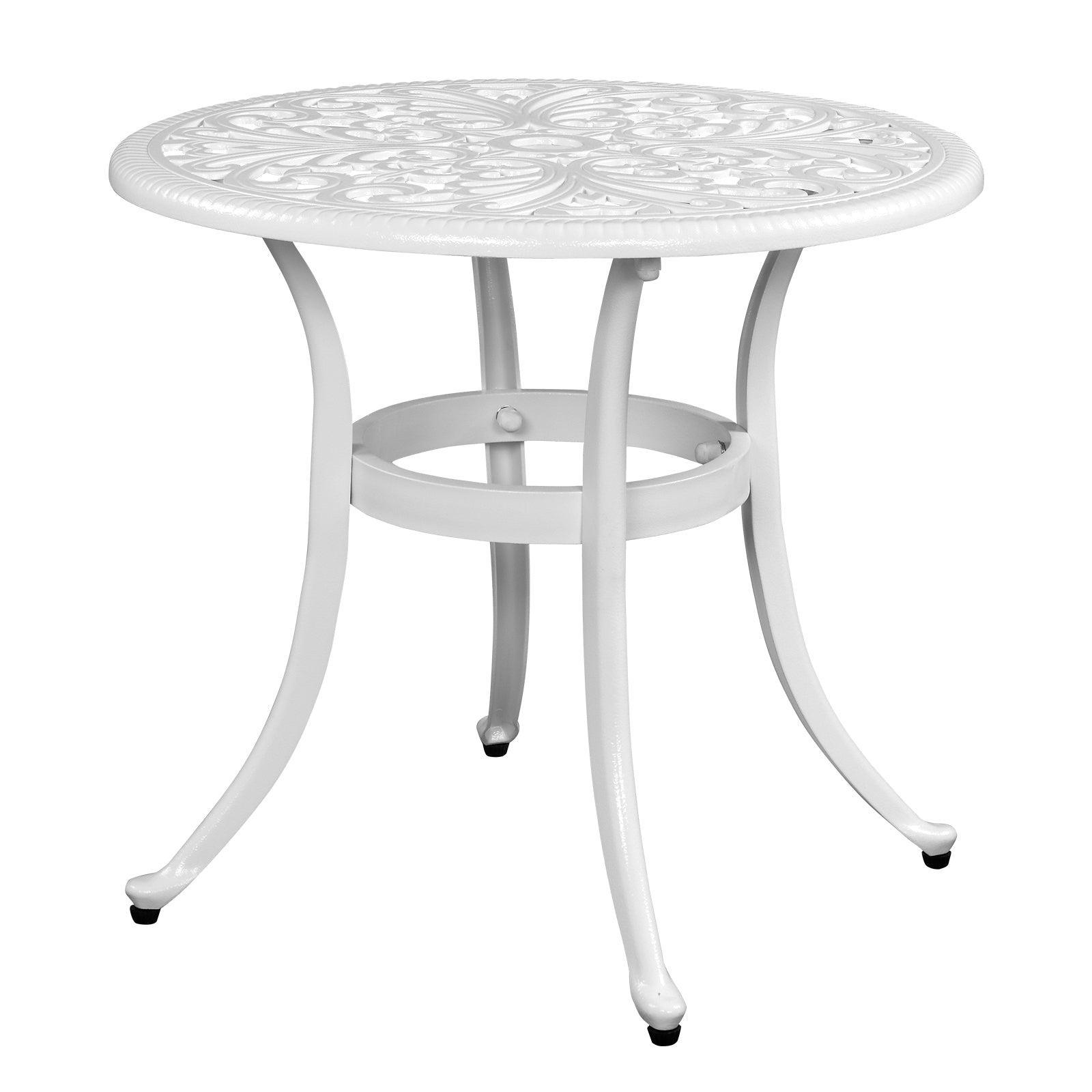 Haoyye Phoenix Cast Aluminum Round Table, Patio Side Table, Outdoor Bar Table, Stylish Cast Aluminum Cocktail Table For Garden Or Terrace
