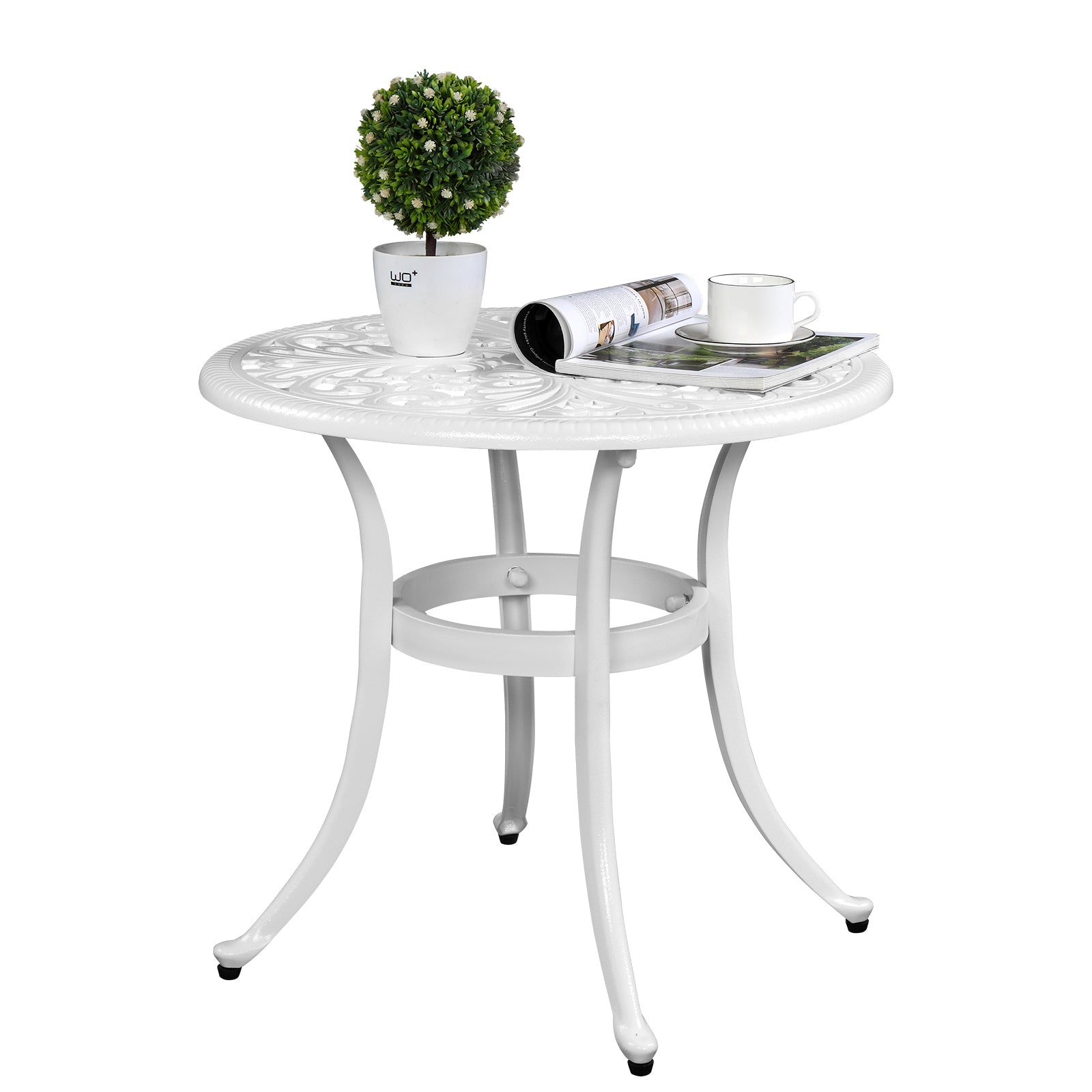 Haoyye Phoenix Cast Aluminum Round Table, Patio Side Table, Outdoor Bar Table, Stylish Cast Aluminum Cocktail Table For Garden Or Terrace