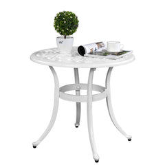 Haoyye Phoenix Cast Aluminum Round Table, Patio Side Table, Outdoor Bar Table, Stylish Cast Aluminum Cocktail Table For Garden Or Terrace