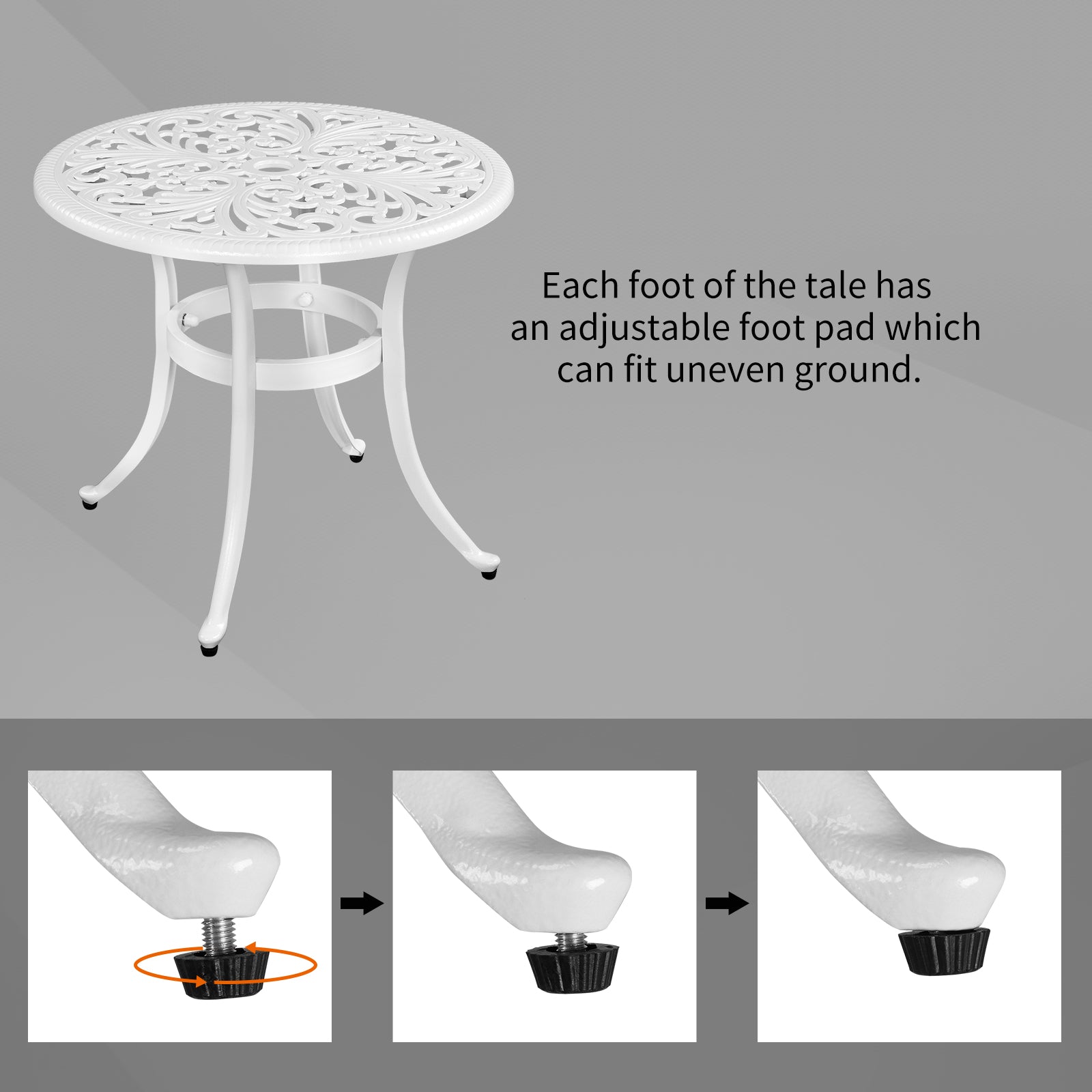 Haoyye Phoenix Cast Aluminum Round Table, Patio Side Table, Outdoor Bar Table, Stylish Cast Aluminum Cocktail Table For Garden Or Terrace