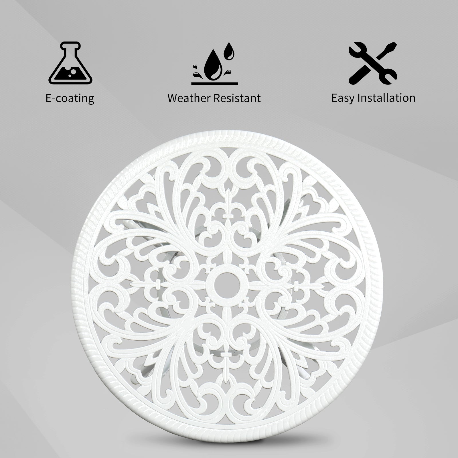 Haoyye Phoenix Cast Aluminum Round Table, Patio Side Table, Outdoor Bar Table, Stylish Cast Aluminum Cocktail Table For Garden Or Terrace