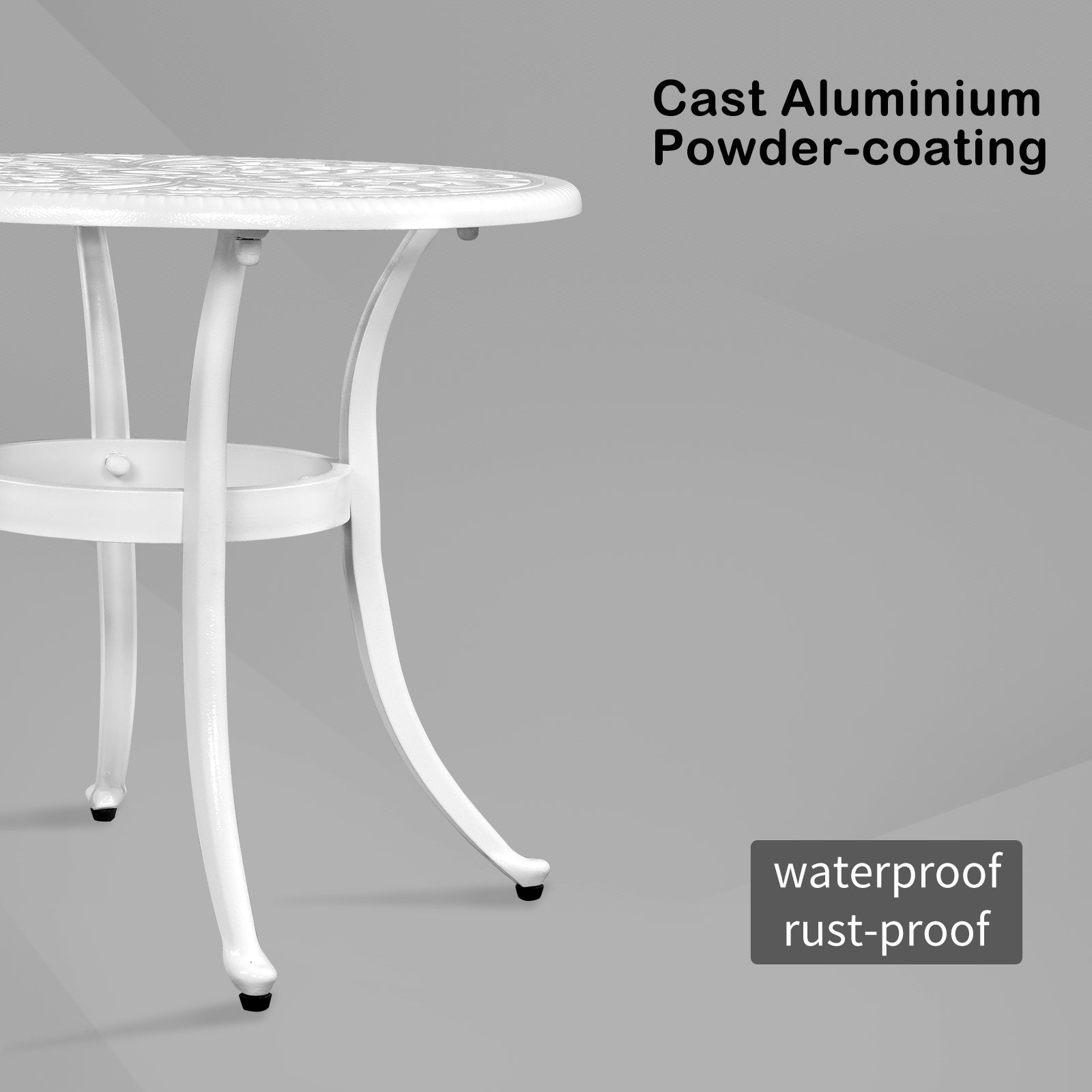 Haoyye Phoenix Cast Aluminum Round Table, Patio Side Table, Outdoor Bar Table, Stylish Cast Aluminum Cocktail Table For Garden Or Terrace