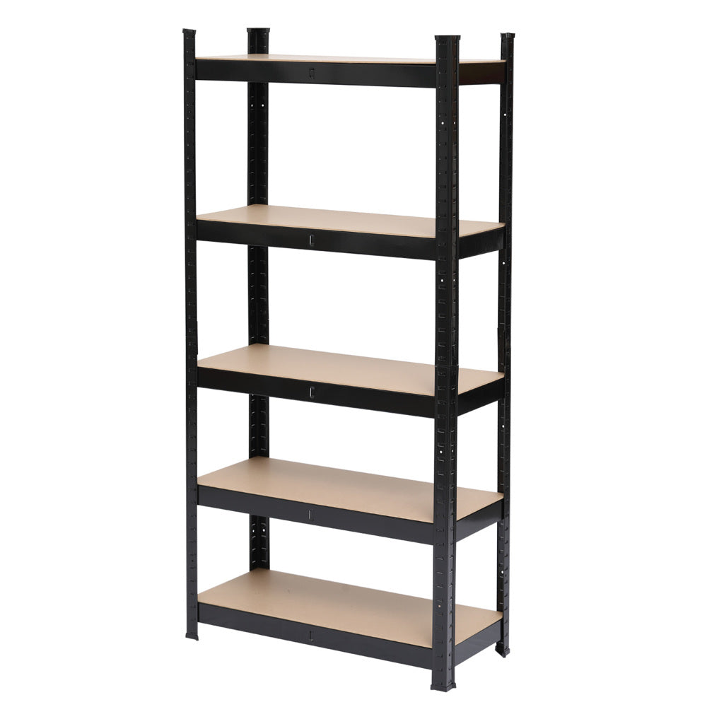 HAOYYE 5-Tier Powder Coated Storage Rack, Black, Premium Quality with Luxury Design, Durable and Versatile Storage Solution for Home, Office, or Garage, Stylish and Functional Organization for Any Room