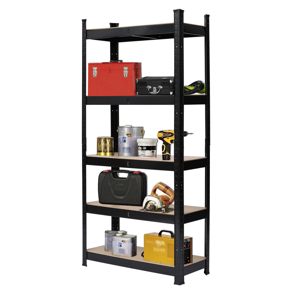 HAOYYE 5-Tier Powder Coated Storage Rack, Black, Premium Quality with Luxury Design, Durable and Versatile Storage Solution for Home, Office, or Garage, Stylish and Functional Organization for Any Room