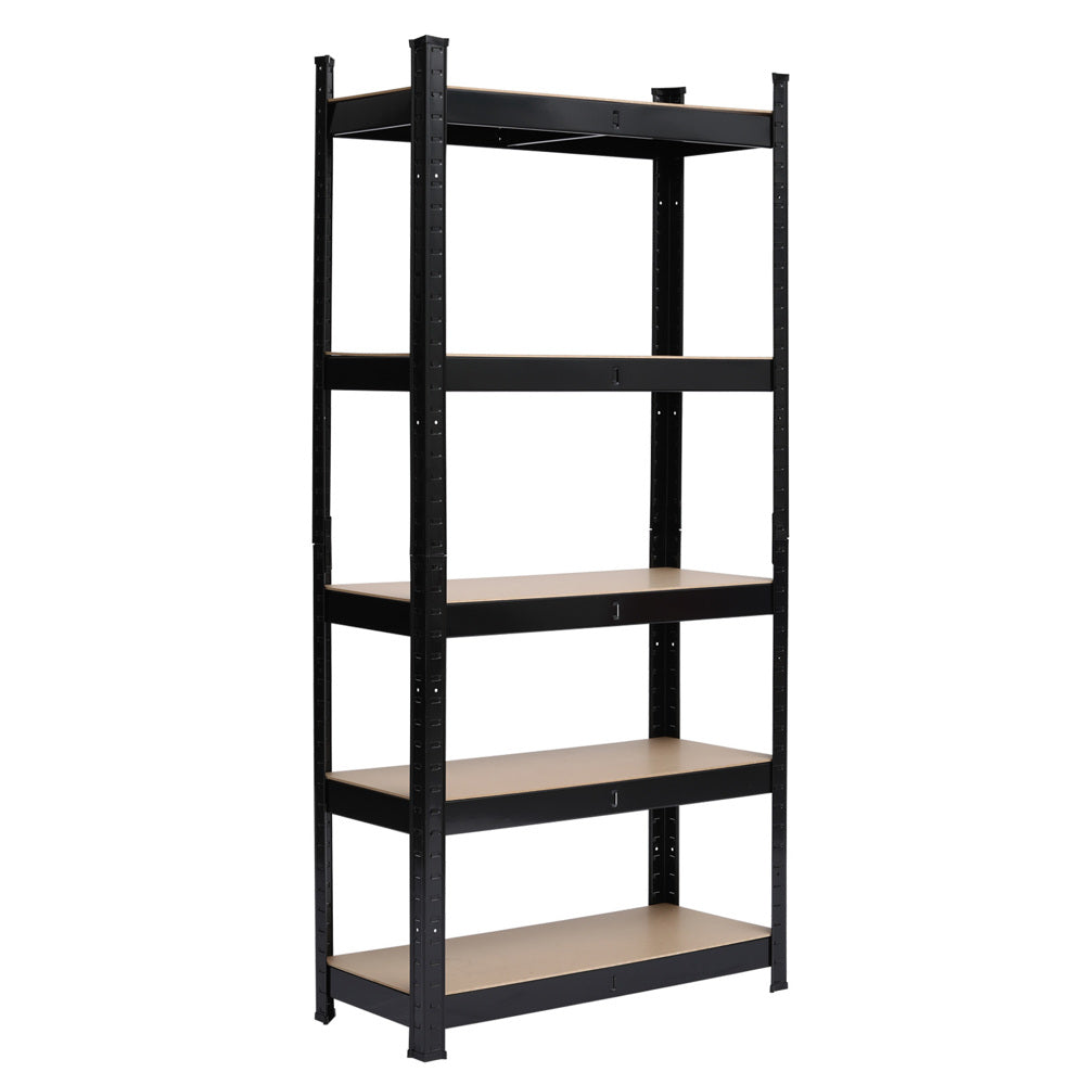 HAOYYE 5-Tier Powder Coated Storage Rack, Black, Premium Quality with Luxury Design, Durable and Versatile Storage Solution for Home, Office, or Garage, Stylish and Functional Organization for Any Room