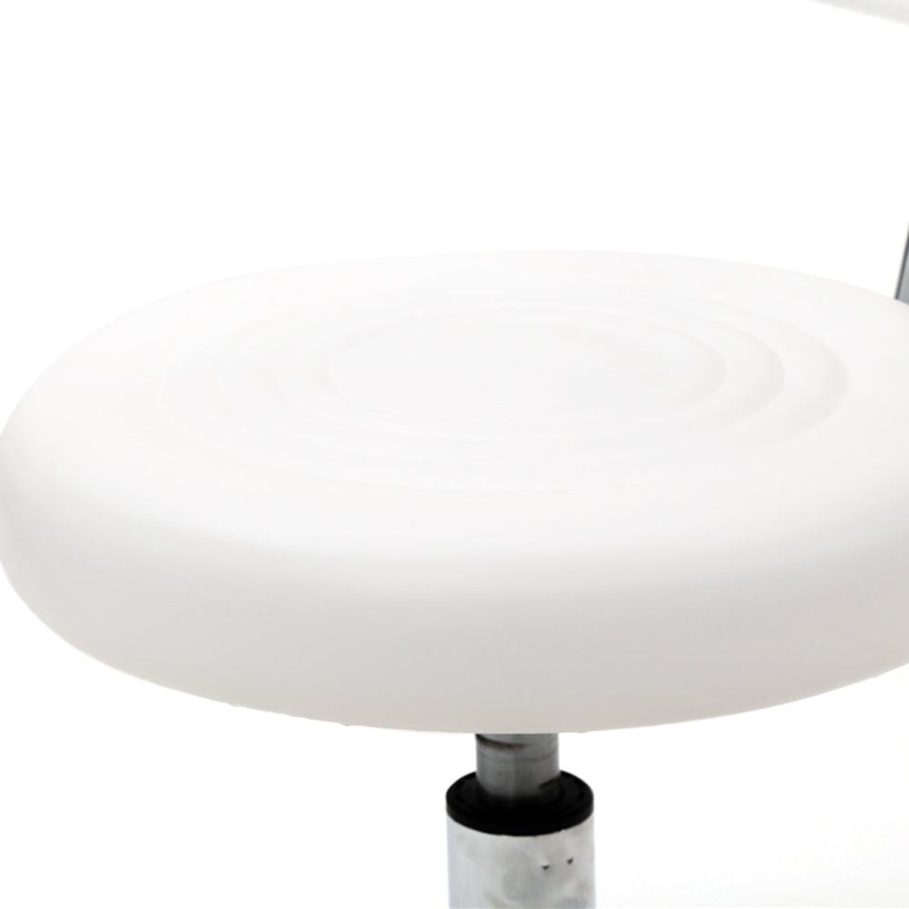 HAOYYE Round Adjustable Salon Stool with Backrest, Comfortable Swivel Chair for Beauty Salon, Spa, Office, or Home Use, Durable White Finish, Ergonomic Design for Long-Lasting Comfort