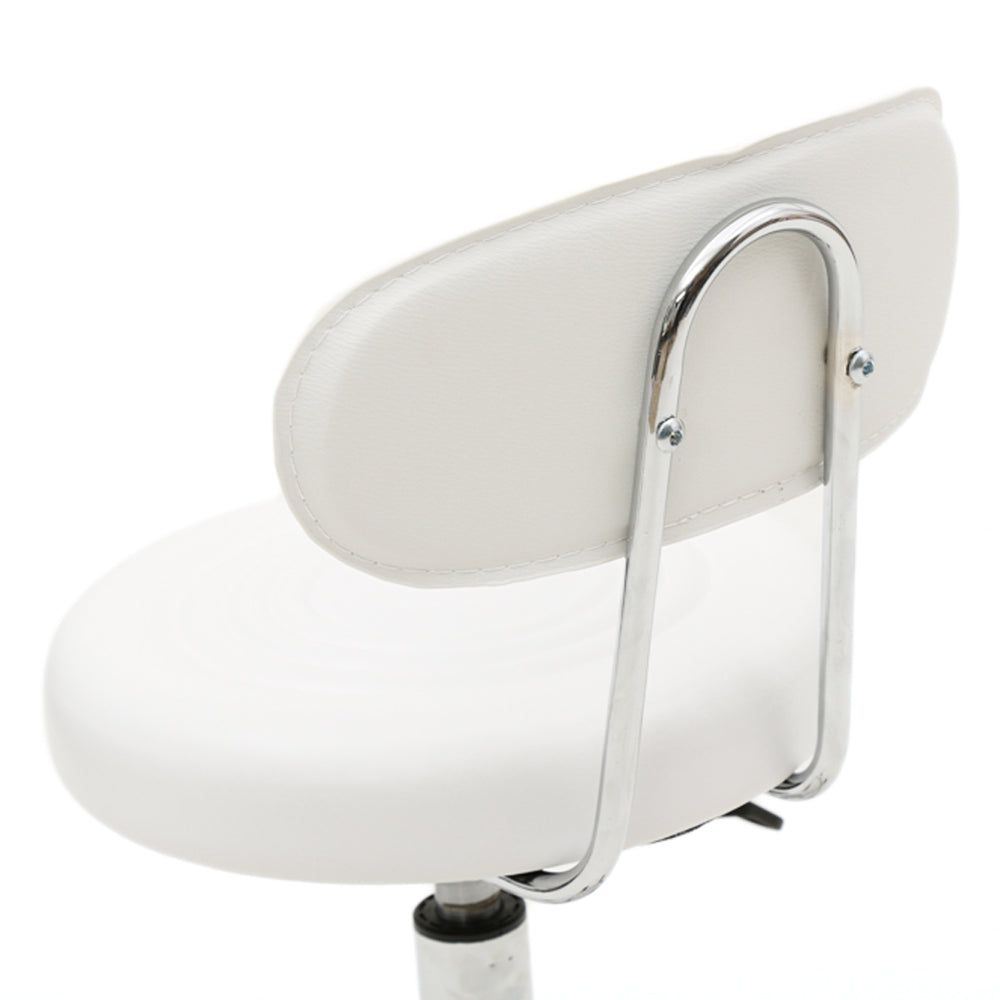HAOYYE Round Adjustable Salon Stool with Backrest, Comfortable Swivel Chair for Beauty Salon, Spa, Office, or Home Use, Durable White Finish, Ergonomic Design for Long-Lasting Comfort