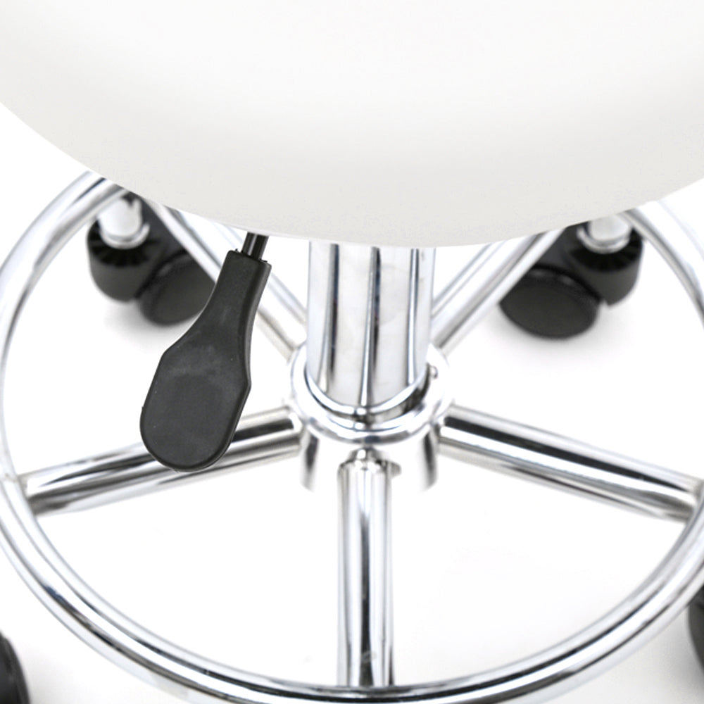 HAOYYE Round Adjustable Salon Stool with Backrest, Comfortable Swivel Chair for Beauty Salon, Spa, Office, or Home Use, Durable White Finish, Ergonomic Design for Long-Lasting Comfort