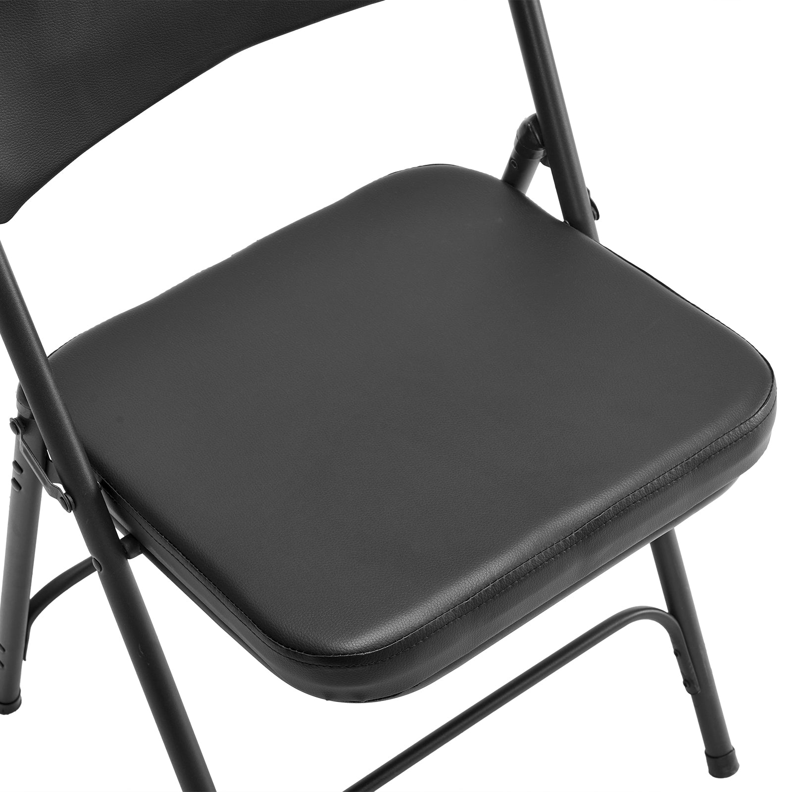 Haoyye 2-Pack Black Metal Folding Chairs With Padded Seat And Back, Comfortable Chairs For Indoor And Outdoor Events, Parties, Weddings, Or Home And Office Use
