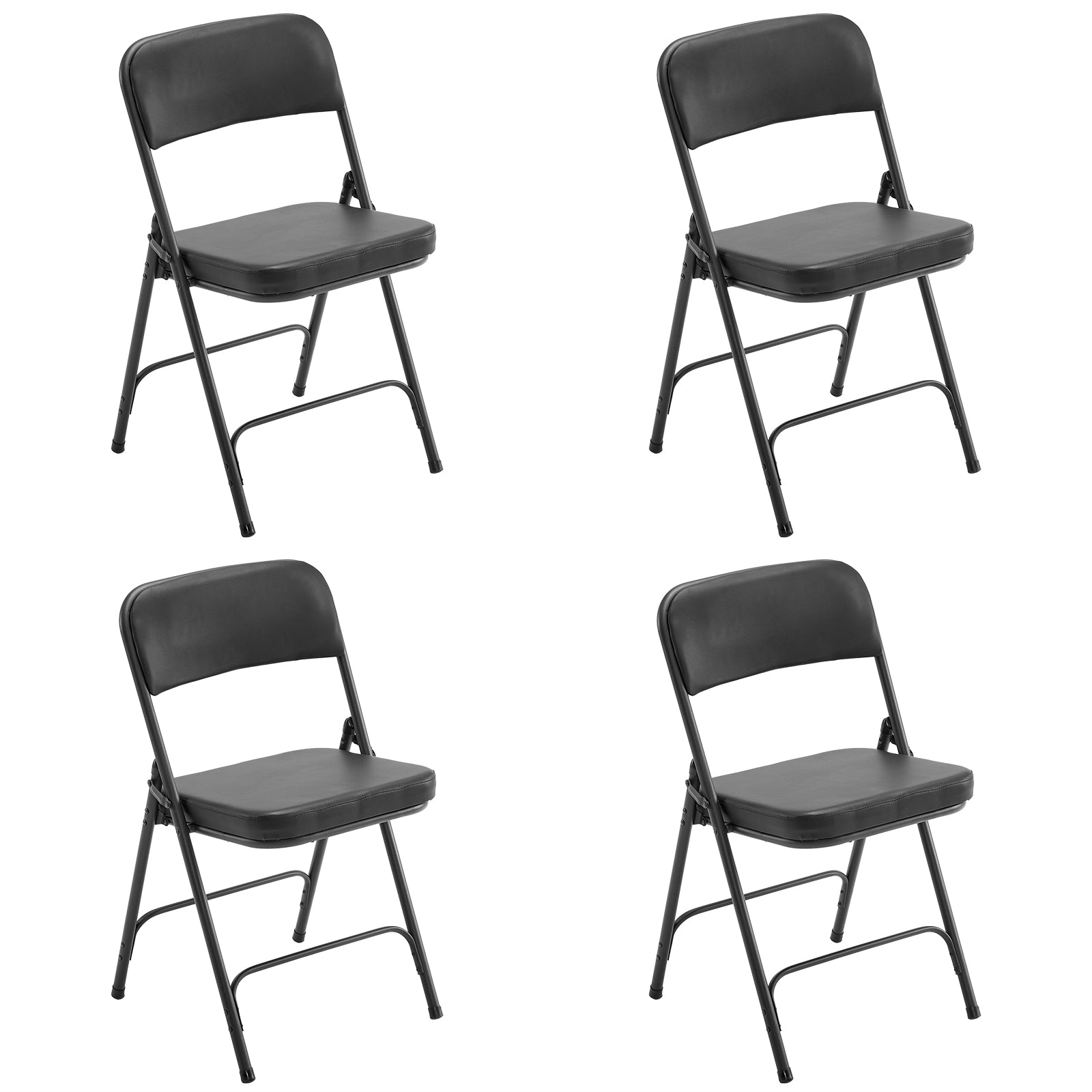 HAOYYE 4 Pack Black Metal Folding Chairs with Thick Padded PU Seat and Backrest Portable Soft Folding Chairs for Home Office Indoor Outdoor Wedding Party Event Seating