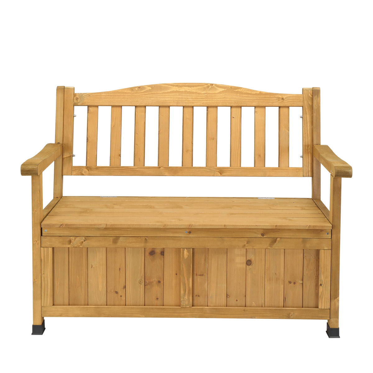 HAOYYE Cedar Yard Storage Box with Backrest and Armrests, Bright Yellow Waterproof Outdoor Deck Box Bench for Garden Patio Porch, Wood Storage Chest for Tools Cushions Pool Supplies