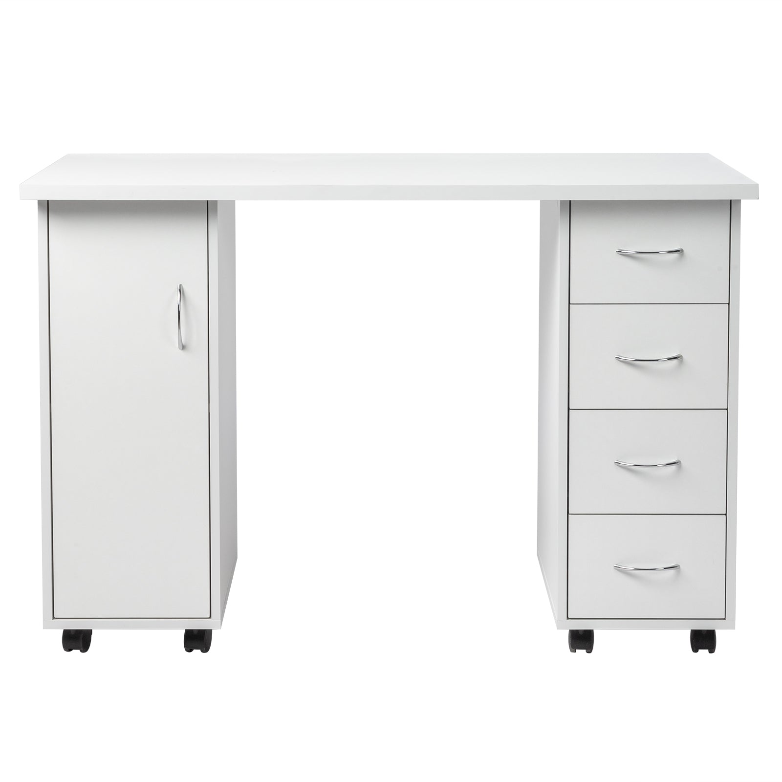 HAOYYE Double Edged Table With Drawer White, Durable E1 MDF Construction, Smooth Surface, Comfortable Wrist Rest, Spacious Storage Drawers, Professional Desk, Easy To Assemble