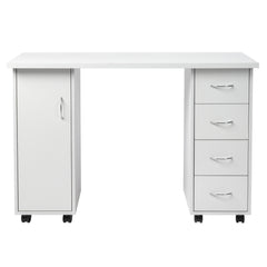 HAOYYE Double Edged Table With Drawer White, Durable E1 MDF Construction, Smooth Surface, Comfortable Wrist Rest, Spacious Storage Drawers, Professional Desk, Easy To Assemble