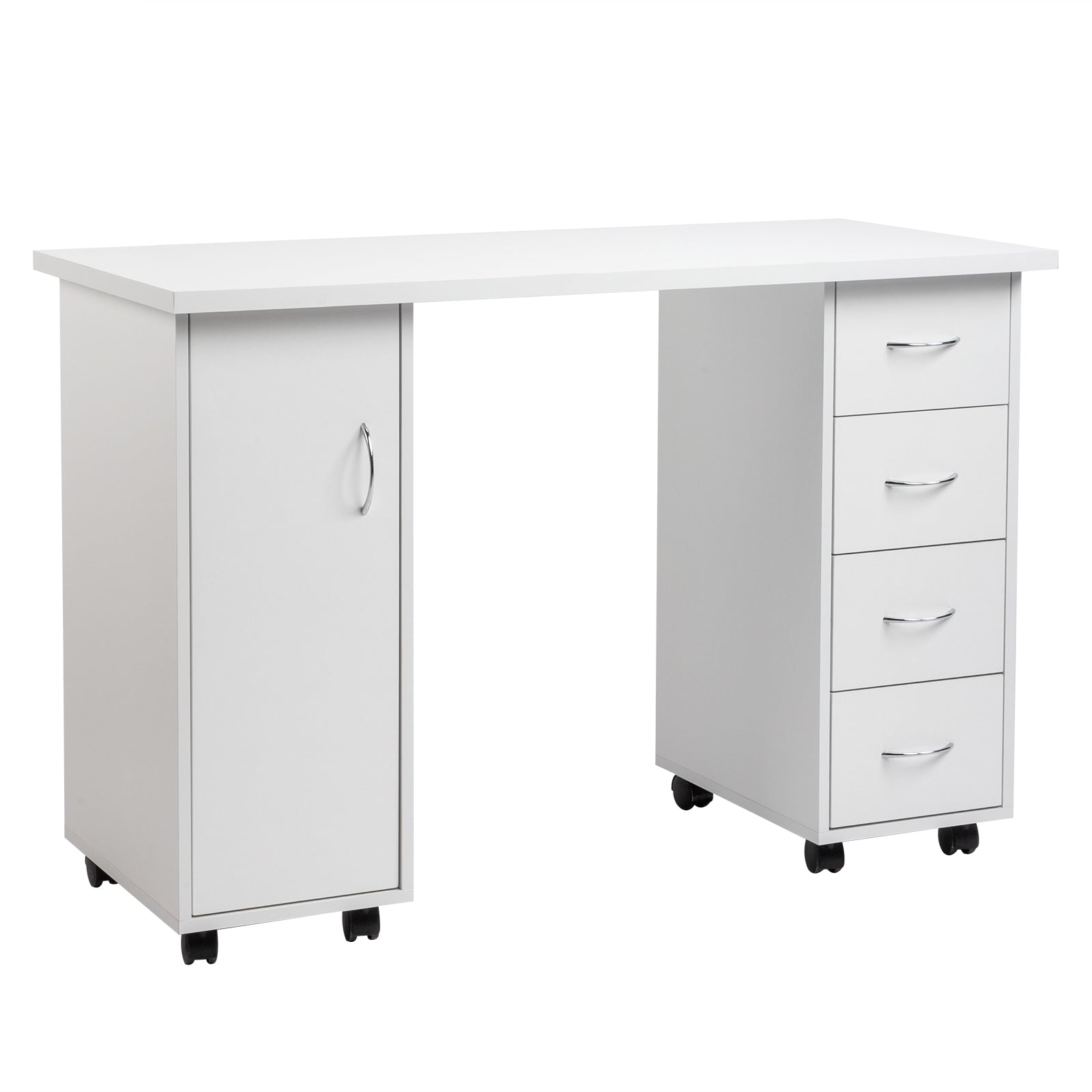 HAOYYE Double Edged Table With Drawer White, Durable E1 MDF Construction, Smooth Surface, Comfortable Wrist Rest, Spacious Storage Drawers, Professional Desk, Easy To Assemble